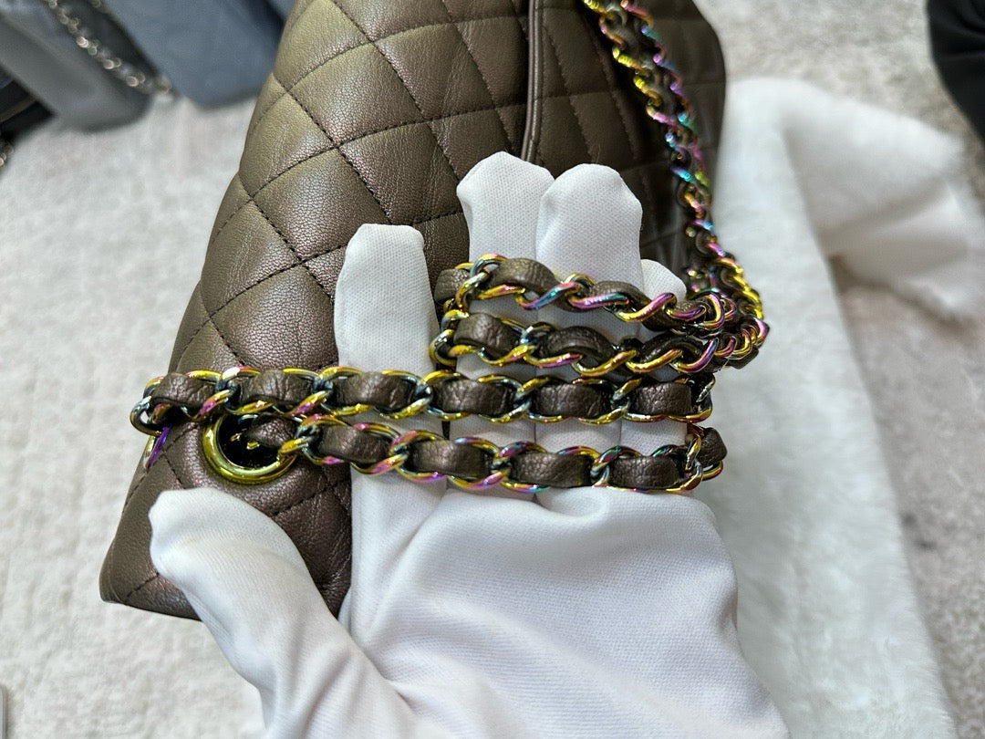 CHANEL Classic Bronze Double Flap Iridescent Hardware