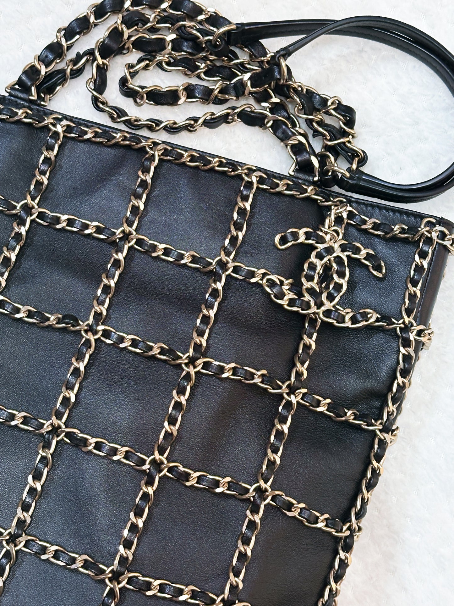 Chanel CC Lambskin Shopping Tote with Chain GHW 2875 holo card