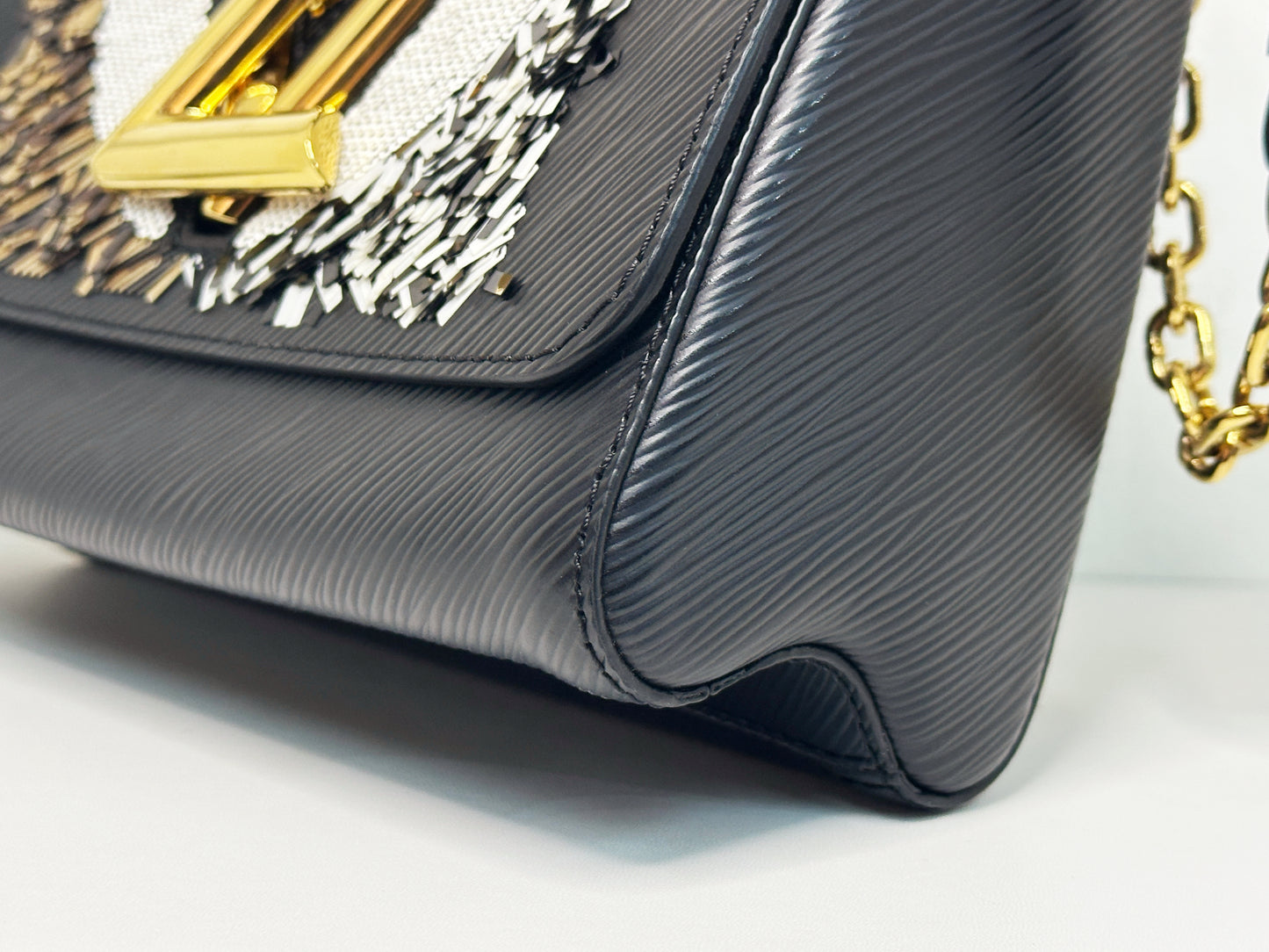 Louis Vuitton Black Epi Leather Sequin Owl MM Twist Bag