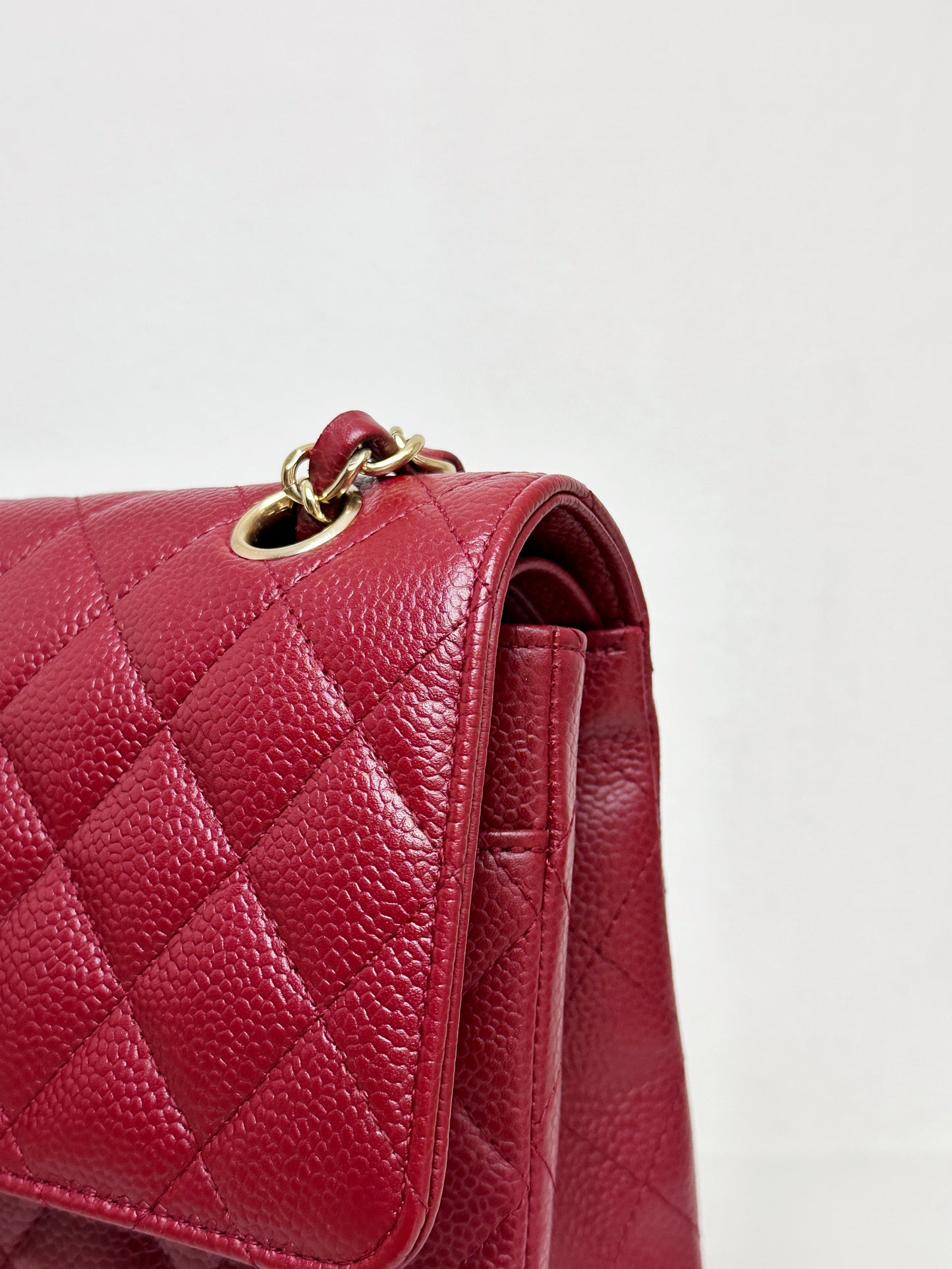 Chanel Caviar Classic Quilted Medium Double Flap Bordeaux Bag 1307 holo card