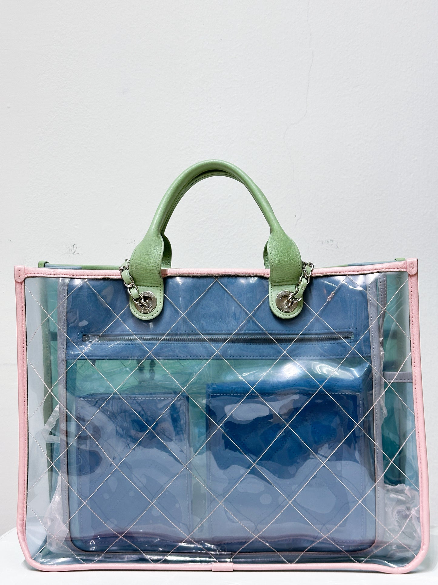 Chanel PVC Green/Pink/Blue Tote bag 2584 holo card
