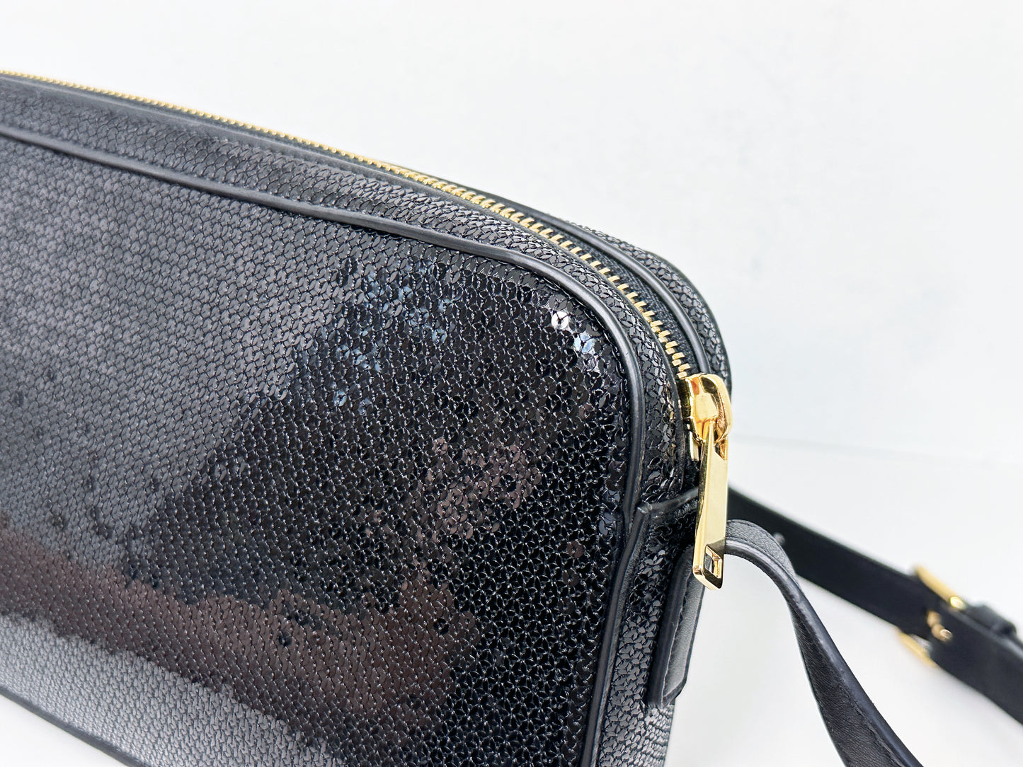 CELINE Camera shoulder bag leather Triomphe in sequins with Celine