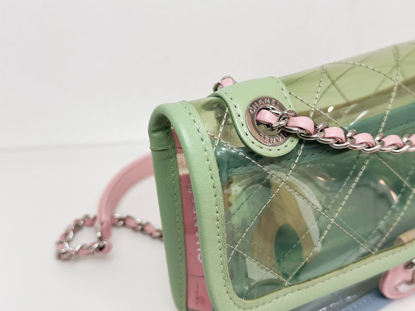 Chanel Coco Splash PVC Mini Flap Bag Green/Blue/Pink 2569 holo