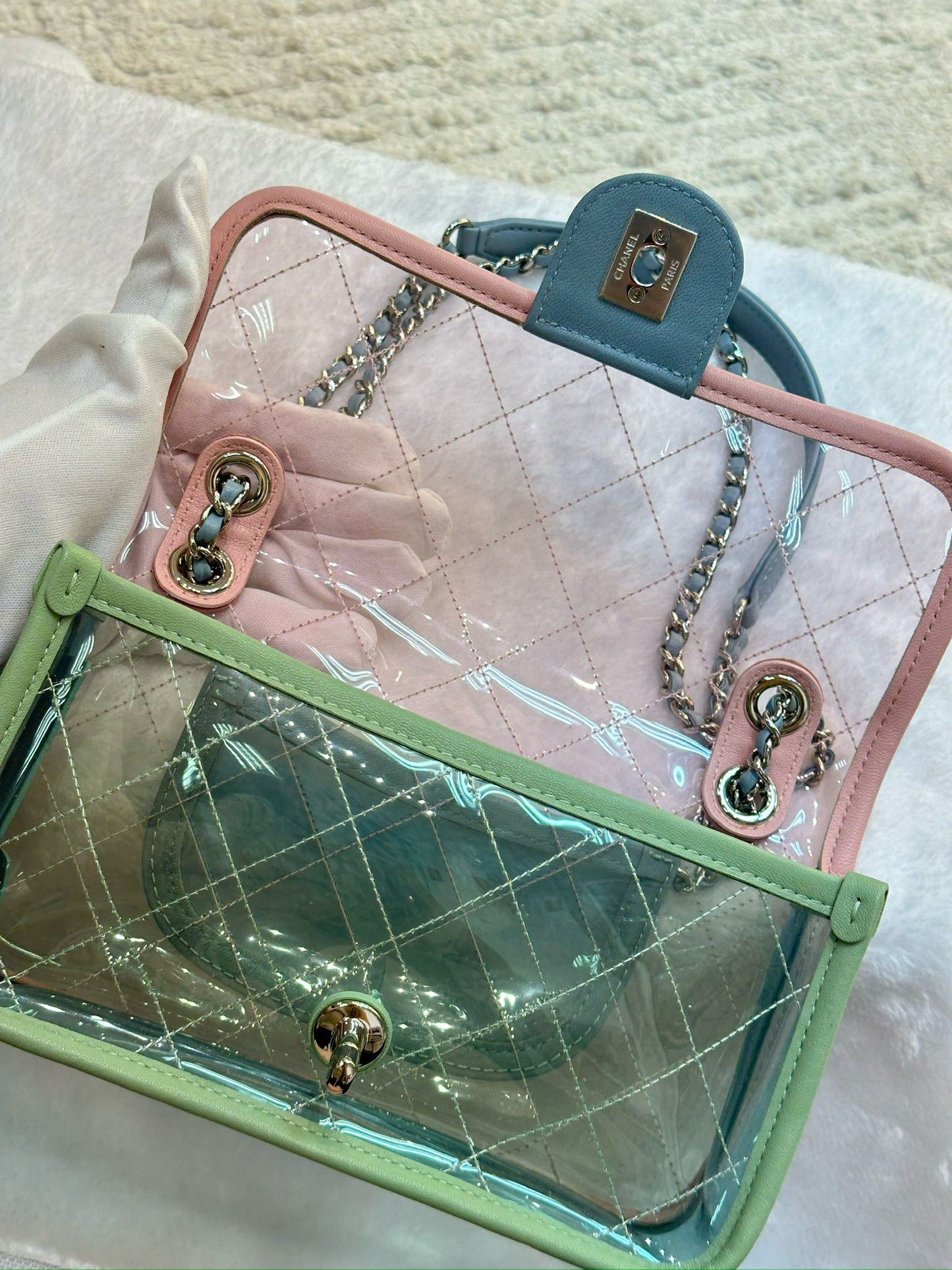 Chanel Mini Coco Splash PVC Flap Bag Pink/Green/Blue SHW