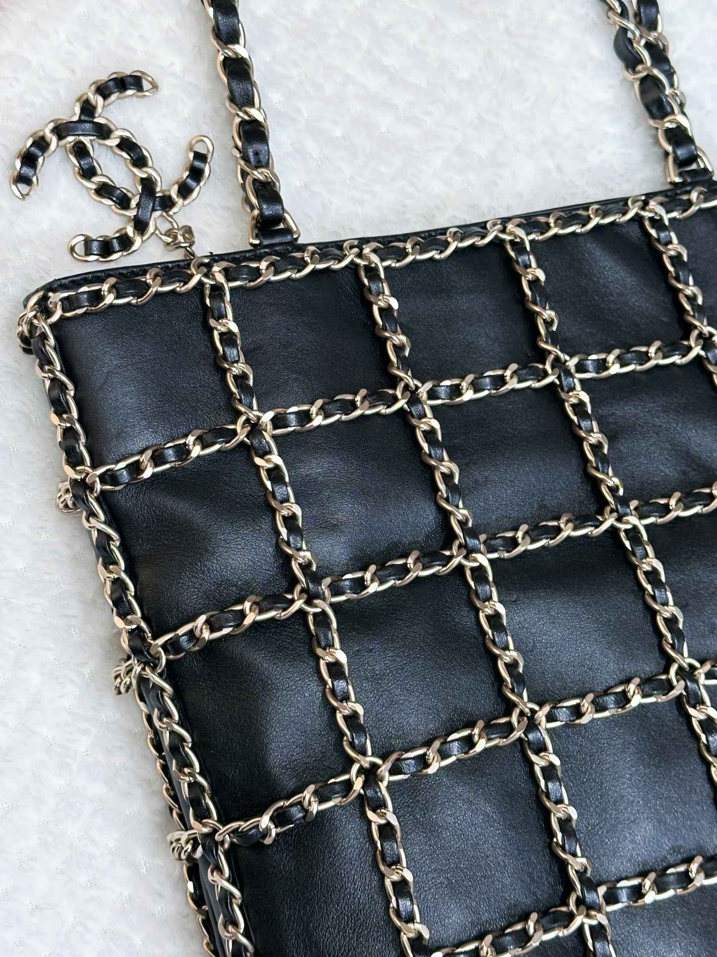 Chanel CC Lambskin Shopping Tote with Chain GHW 2875 holo card