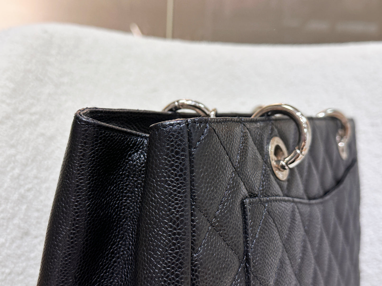 Chanel Caviar Grand Shopping Tote GST Black SHW 1594 holo card