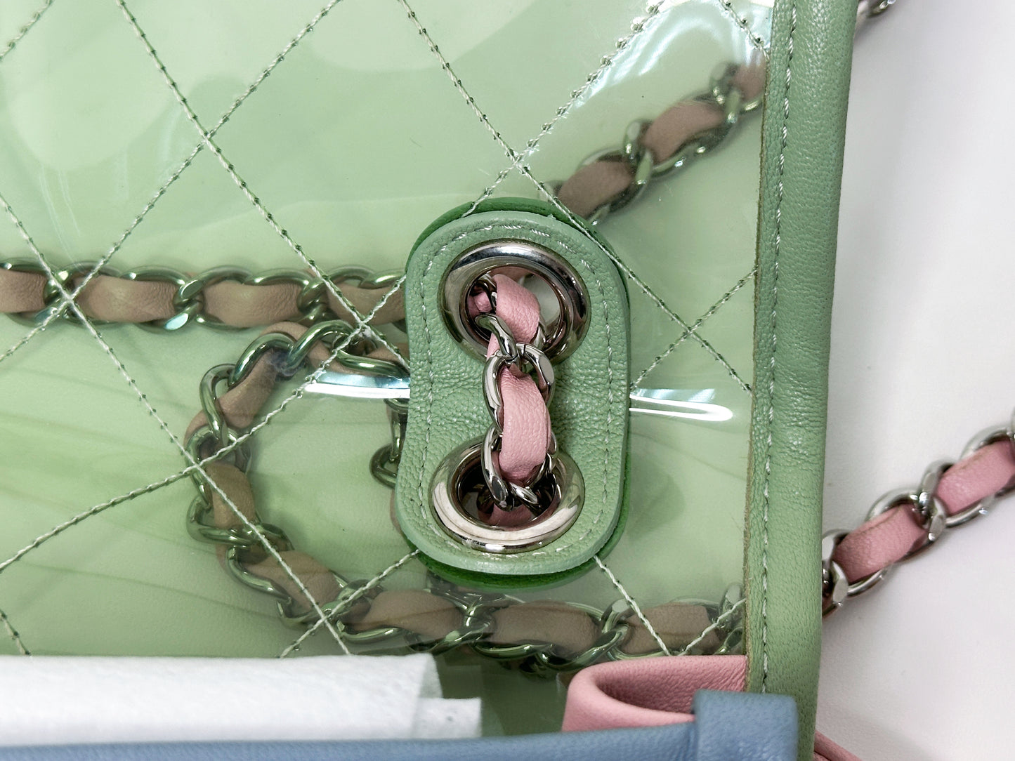 Chanel Coco Splash PVC Medium Flap Bag Green/Blue/Pink 254975 holo