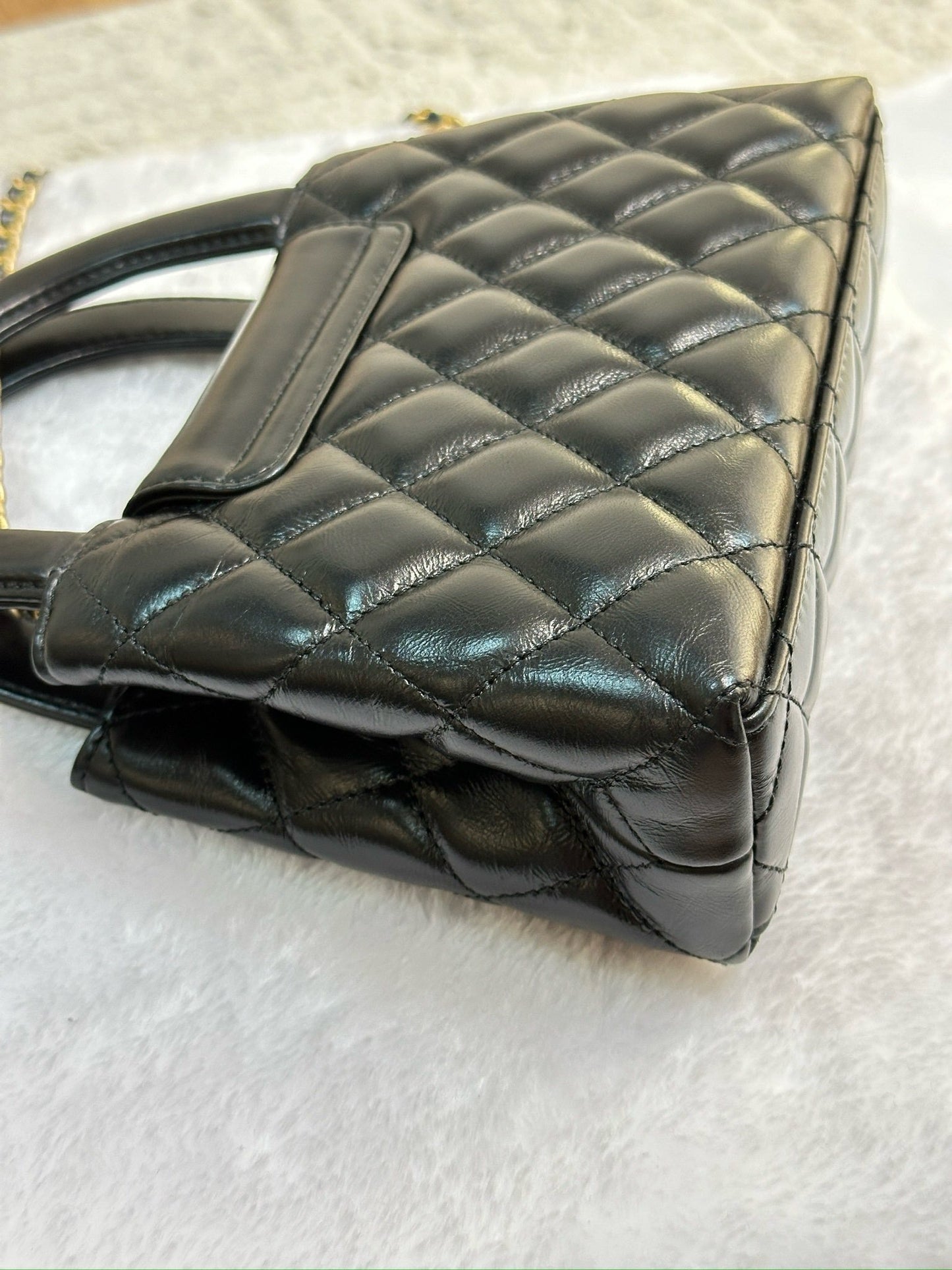 Chanel Lambskin Kelly Shopping Bag Black GHW 19cm