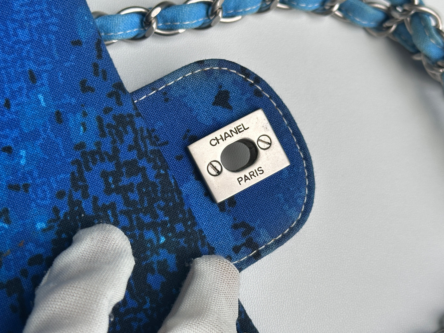 Chanel Canvas Square Quilted Surf Flap Multicolor 75 holo card
