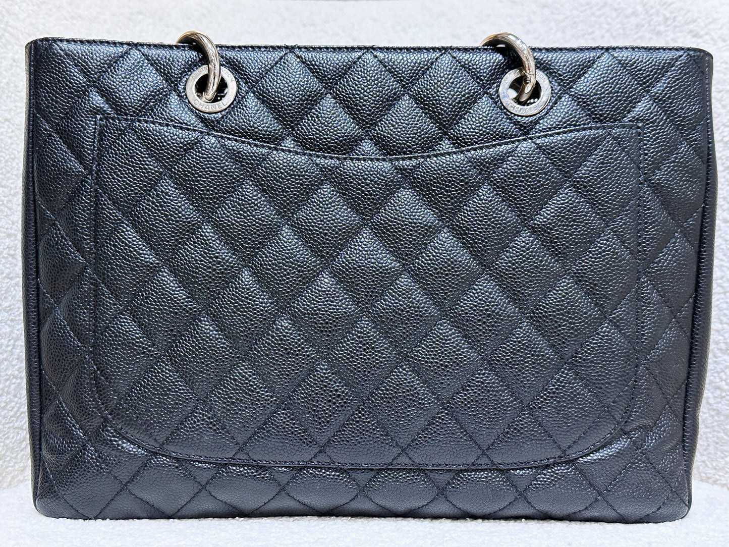 Chanel Caviar Grand Shopping Tote GST Black SHW 1594 holo card