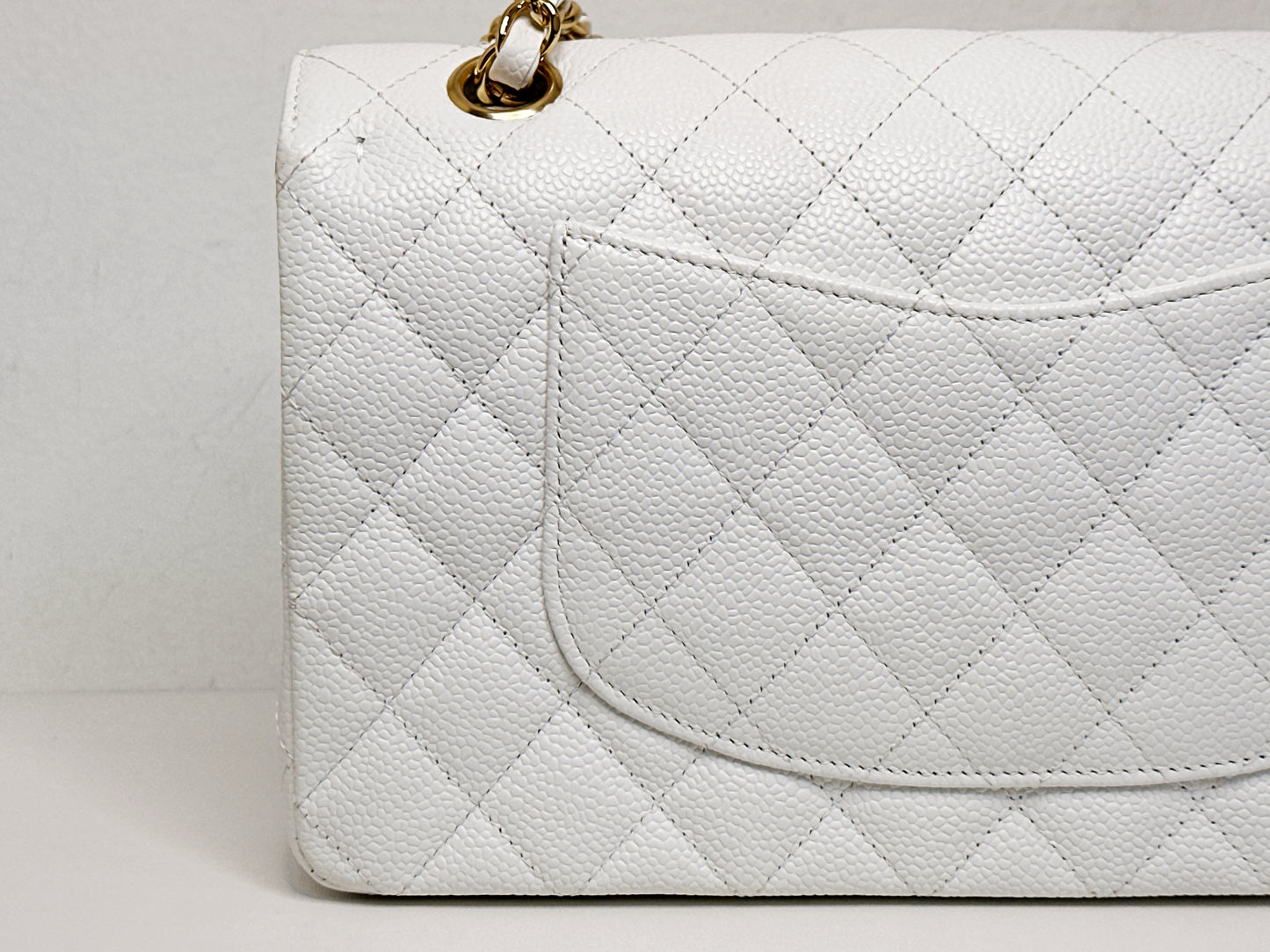 Chanel White Caviar Medium Classic Double Flap Bag 1350 holo card