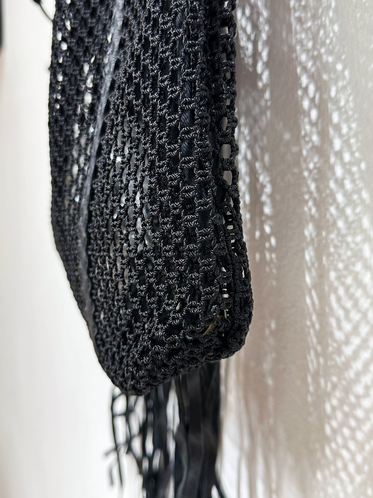 Chanel Limited Edition Resort Black Fringe Mesh Tote Bag 1426 holo