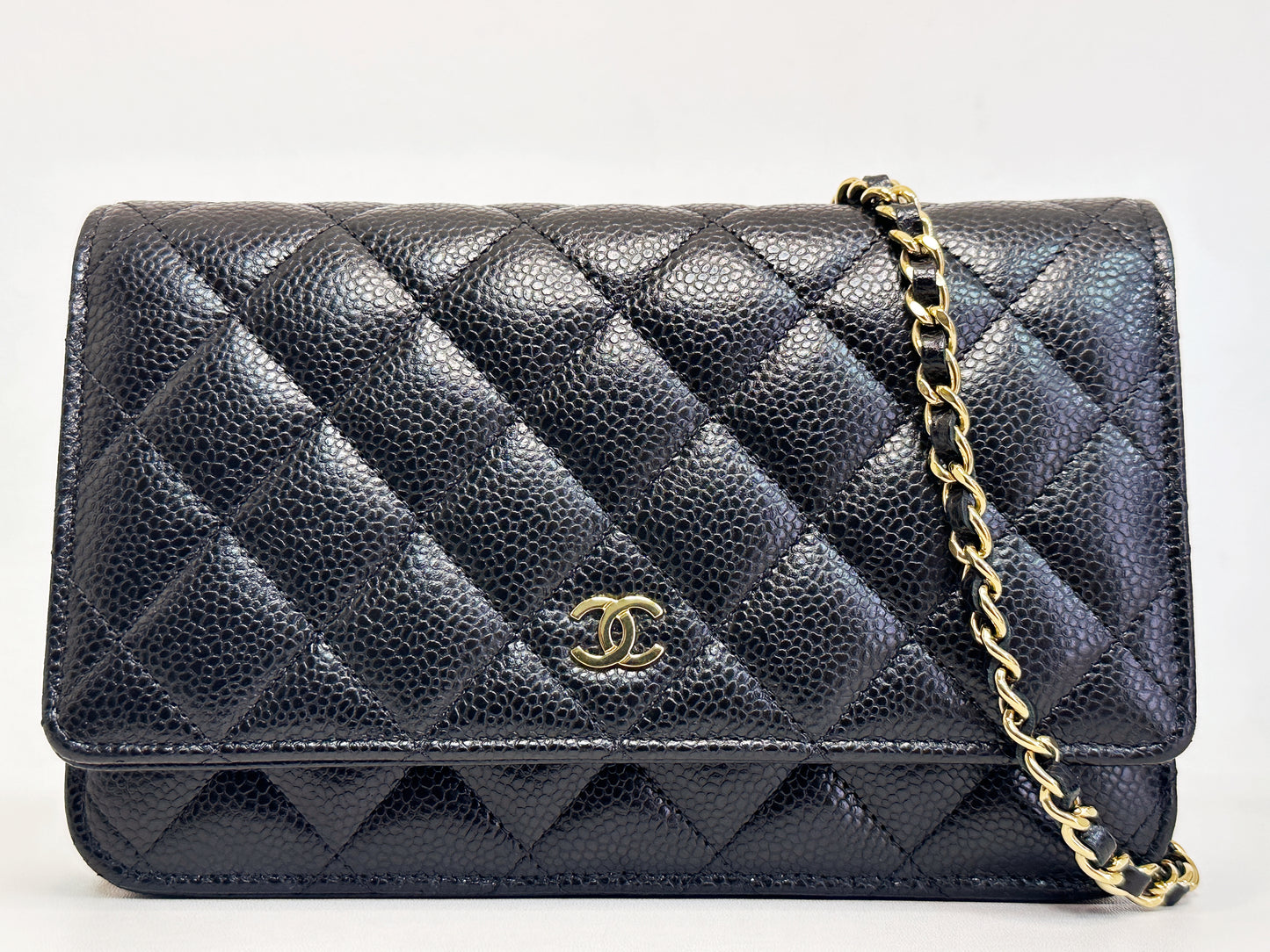 Chanel Classic Wallet on Chain Caviar Black GHW T876 microchip