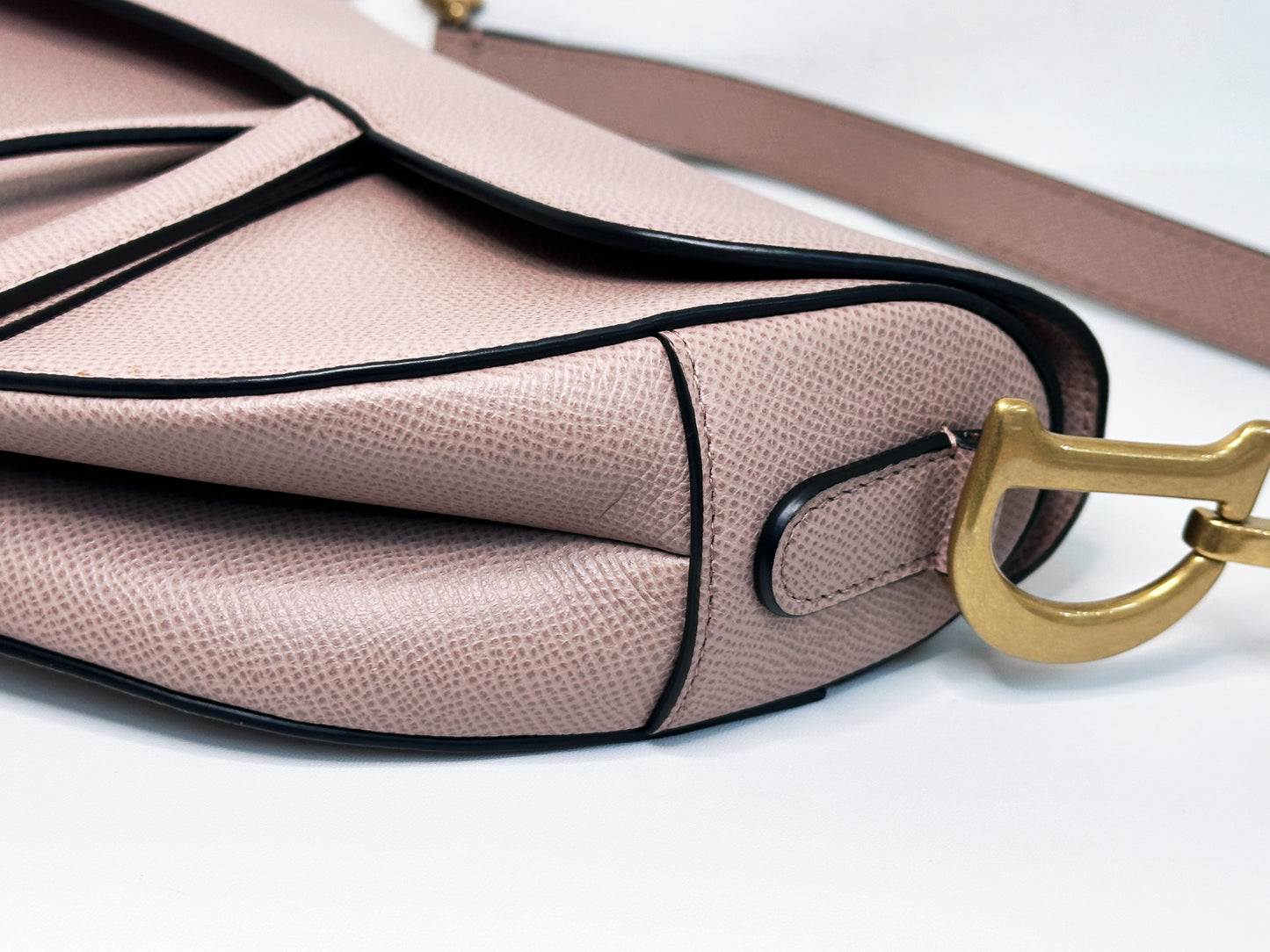 Christian Dior Saddle Bag with Strap Golden Saddle Nude Brush Grained Calfskin 2023 year