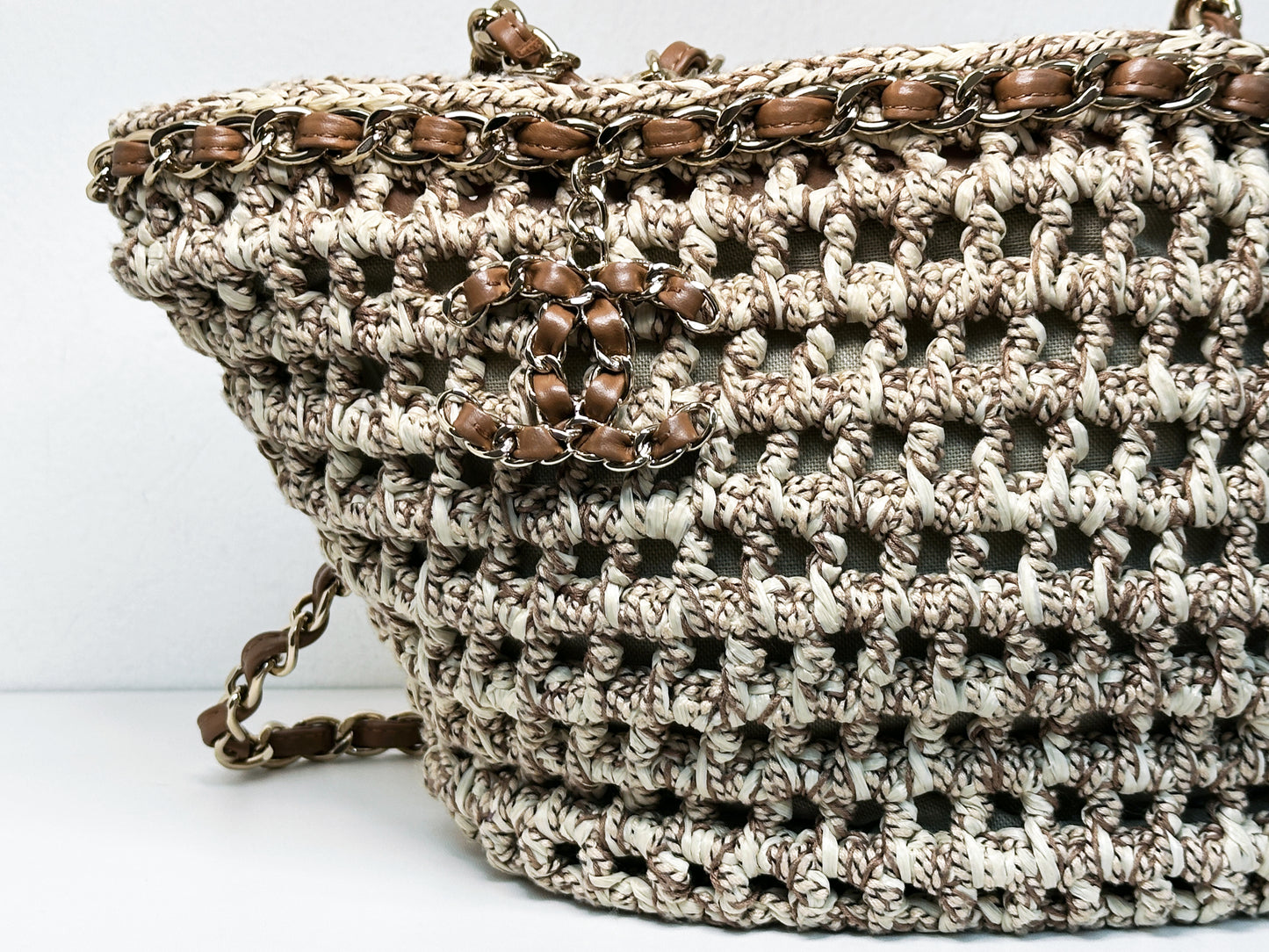 CHANEL CC Tote Bag CC Mark Chain Basket Bag Small Chain Shoulder Bag TEAL microchip