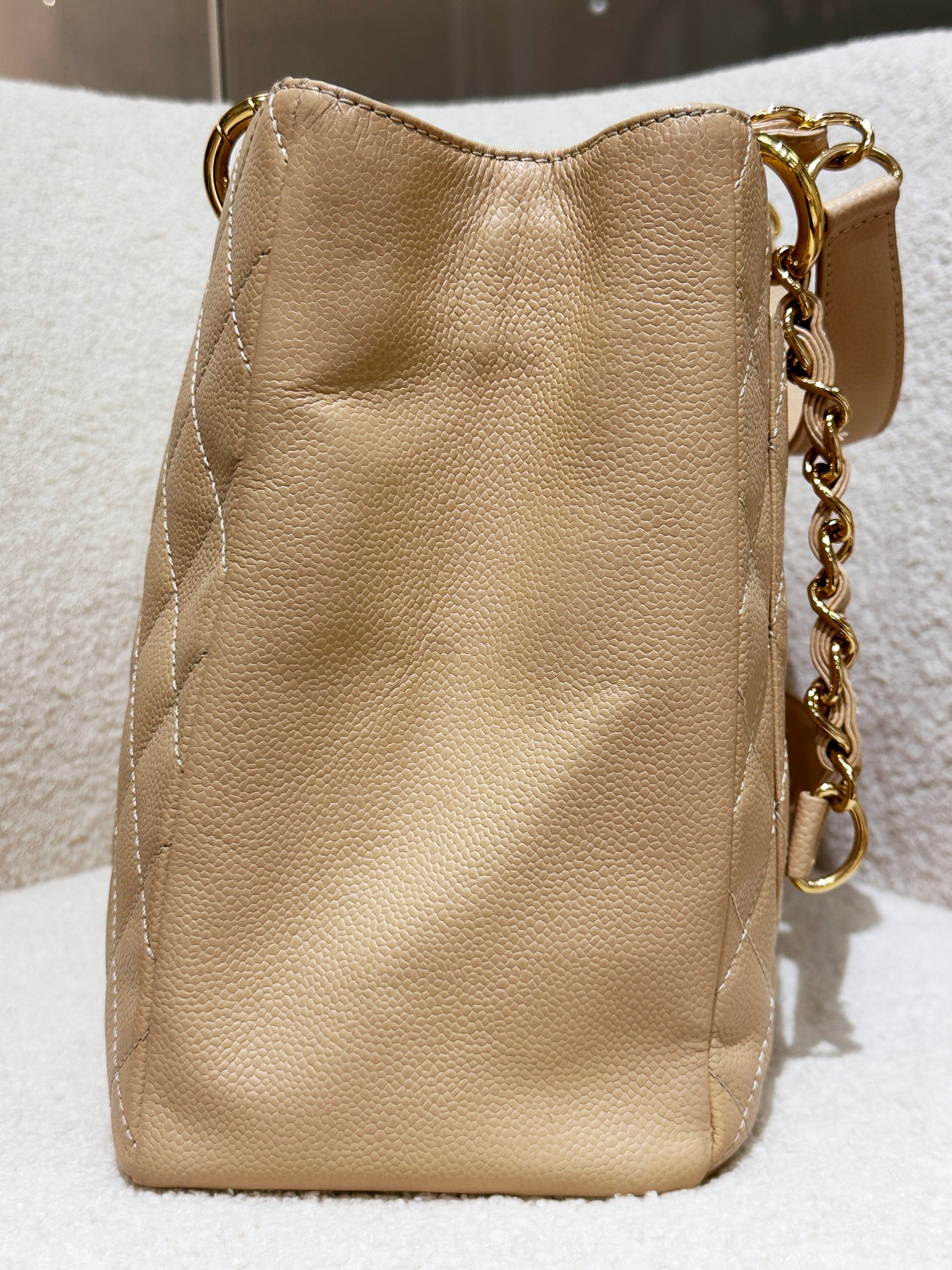 Chanel Caviar Grand Shopping Tote GST Beige GHW 1700 holo card