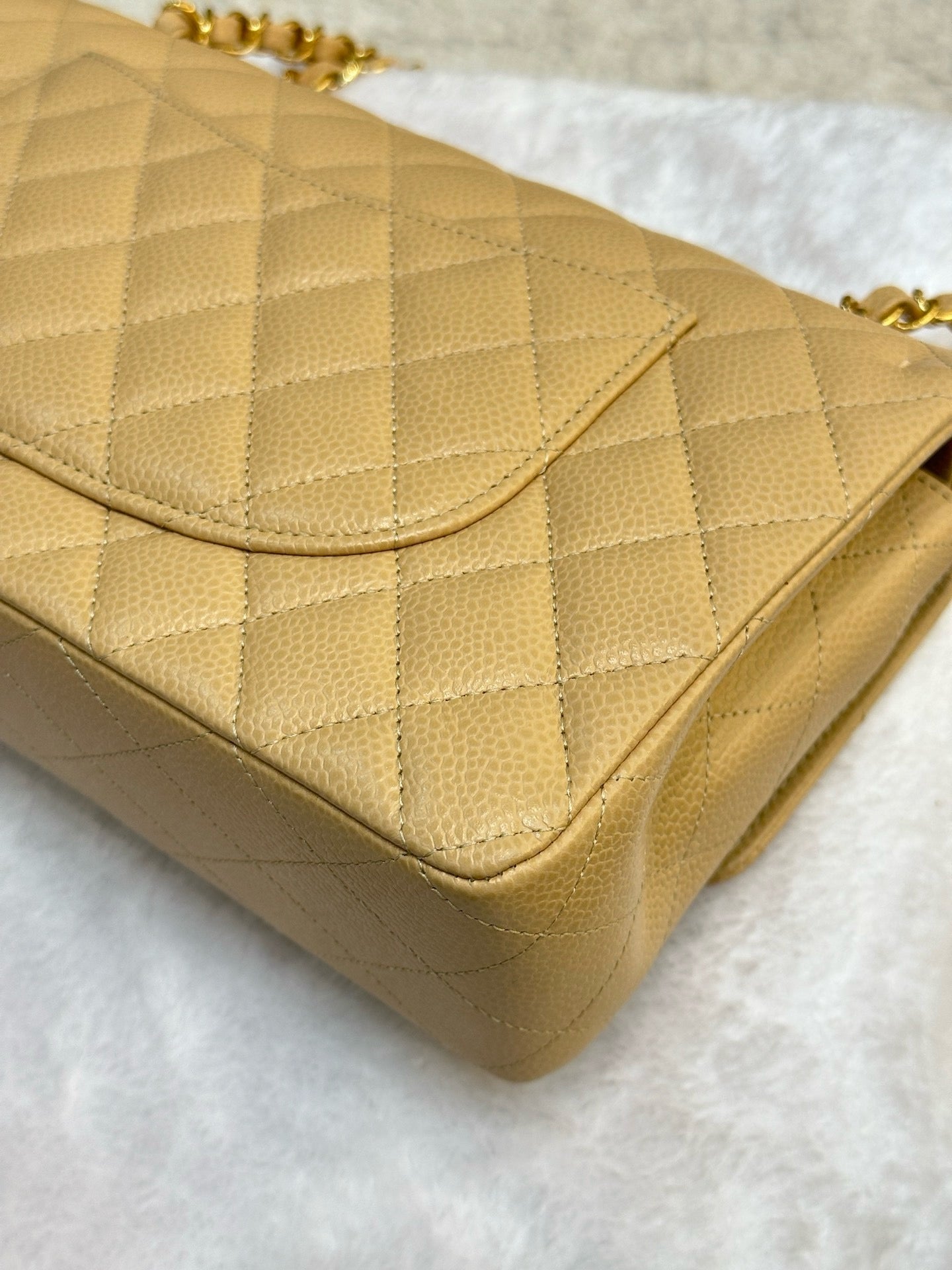 Chanel Medium Caviar Classic Double Flap Bag Beige