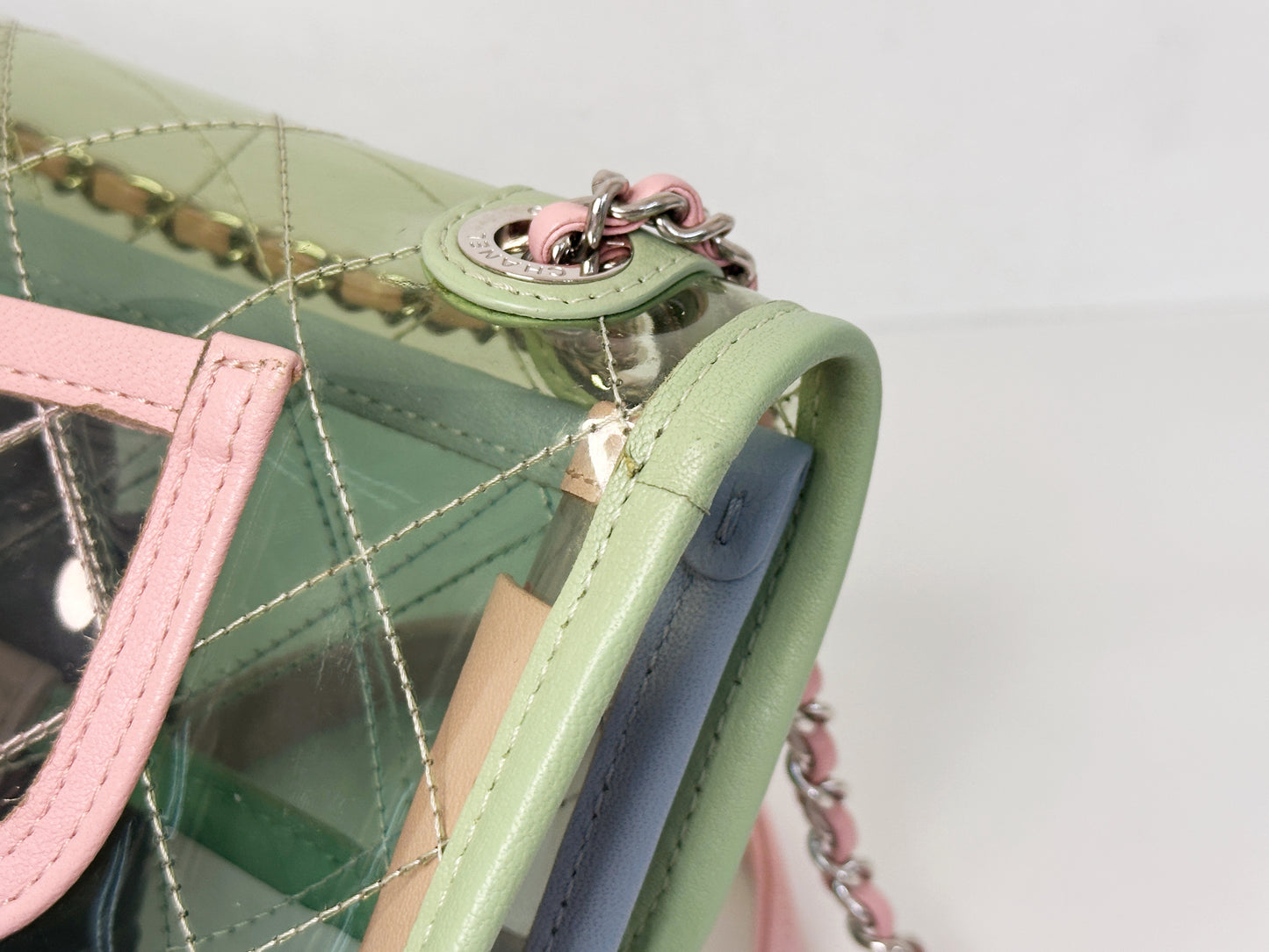 Chanel Coco Splash PVC Mini Flap Bag Green/Blue/Pink 2569 holo