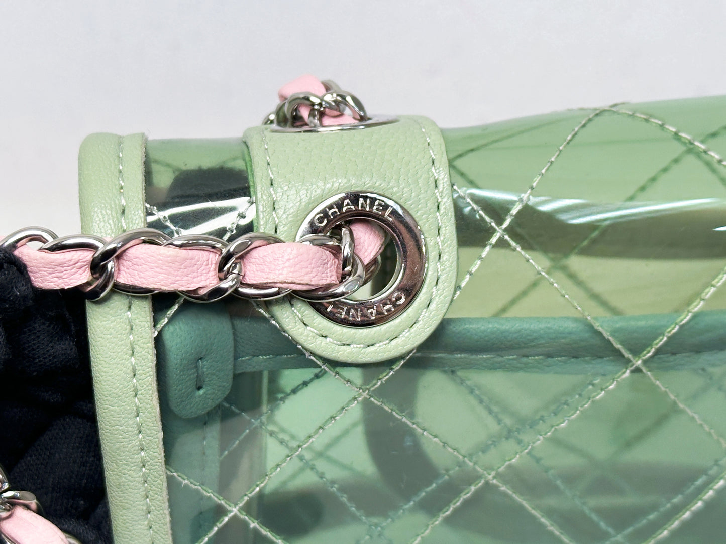 Chanel Coco Splash PVC Medium Flap Bag Green/Blue/Pink 2549 holo card