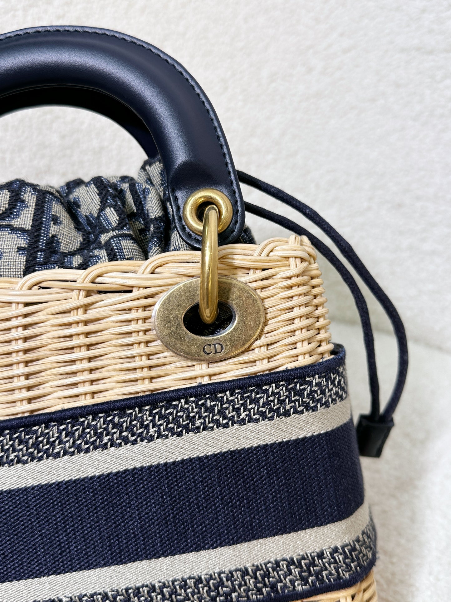 Christian Dior Bicolor Wicker Jacquard Mini Lady Dior Bag
