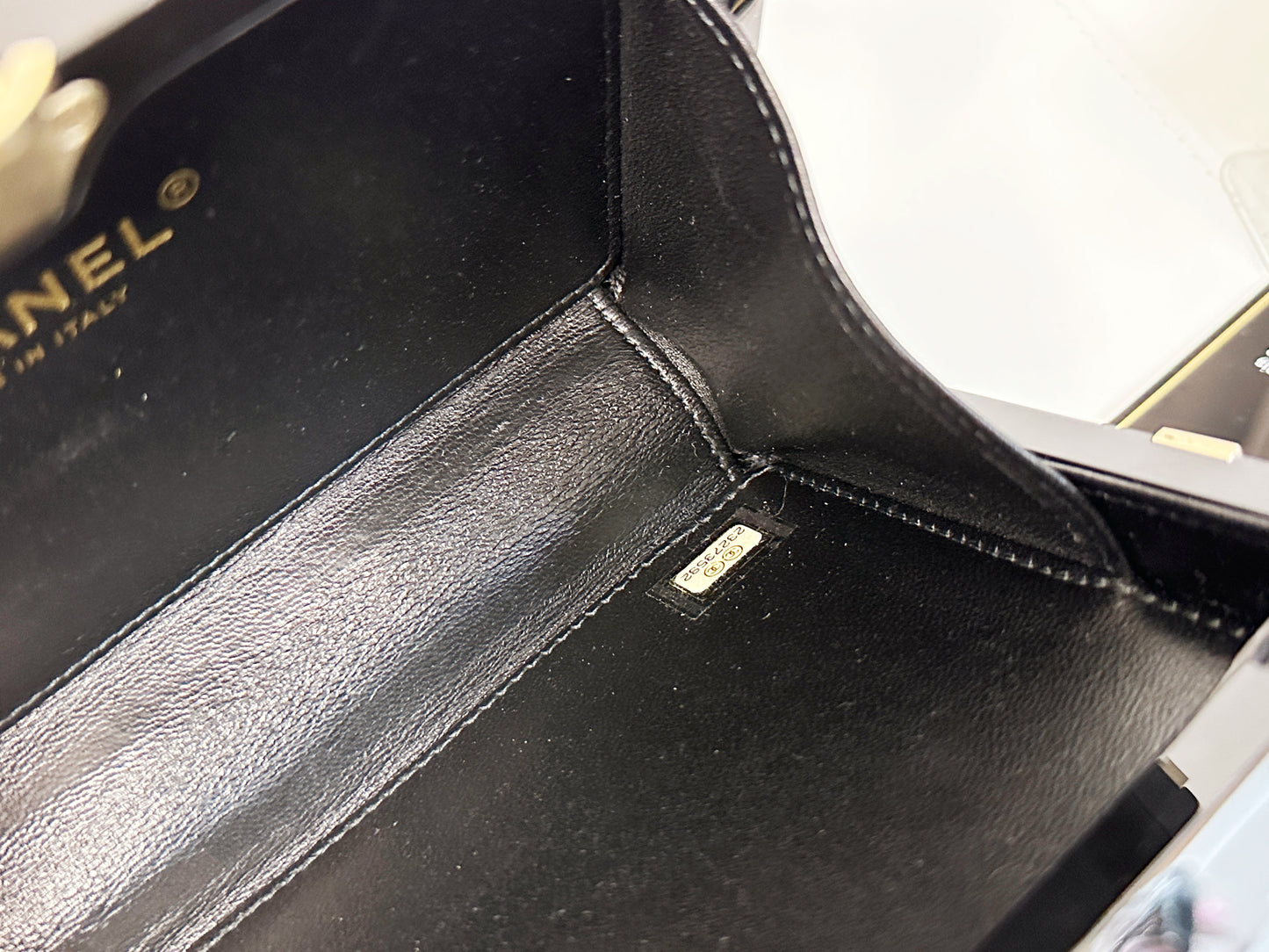 Chanel Plexiglass Gift Box Clutch Black 2327 holo card