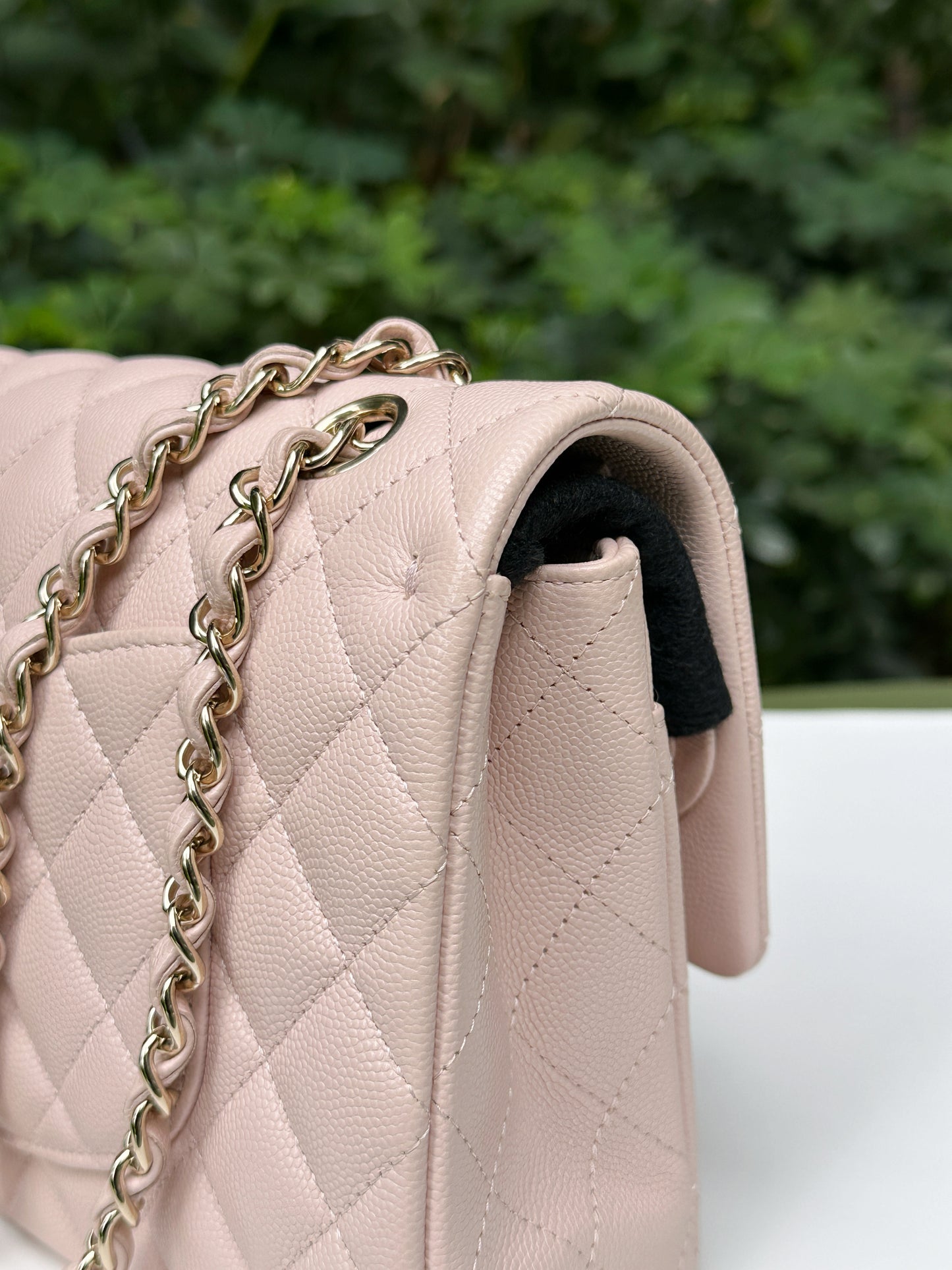 Chanel Medium Caviar Quilted Double Flap Light Pink 21COutside