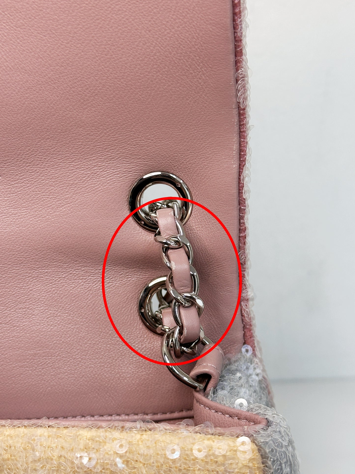 Chanel 18S Sequin Mini Waterfall Flap Pink Blue Yellow 2557 holo card