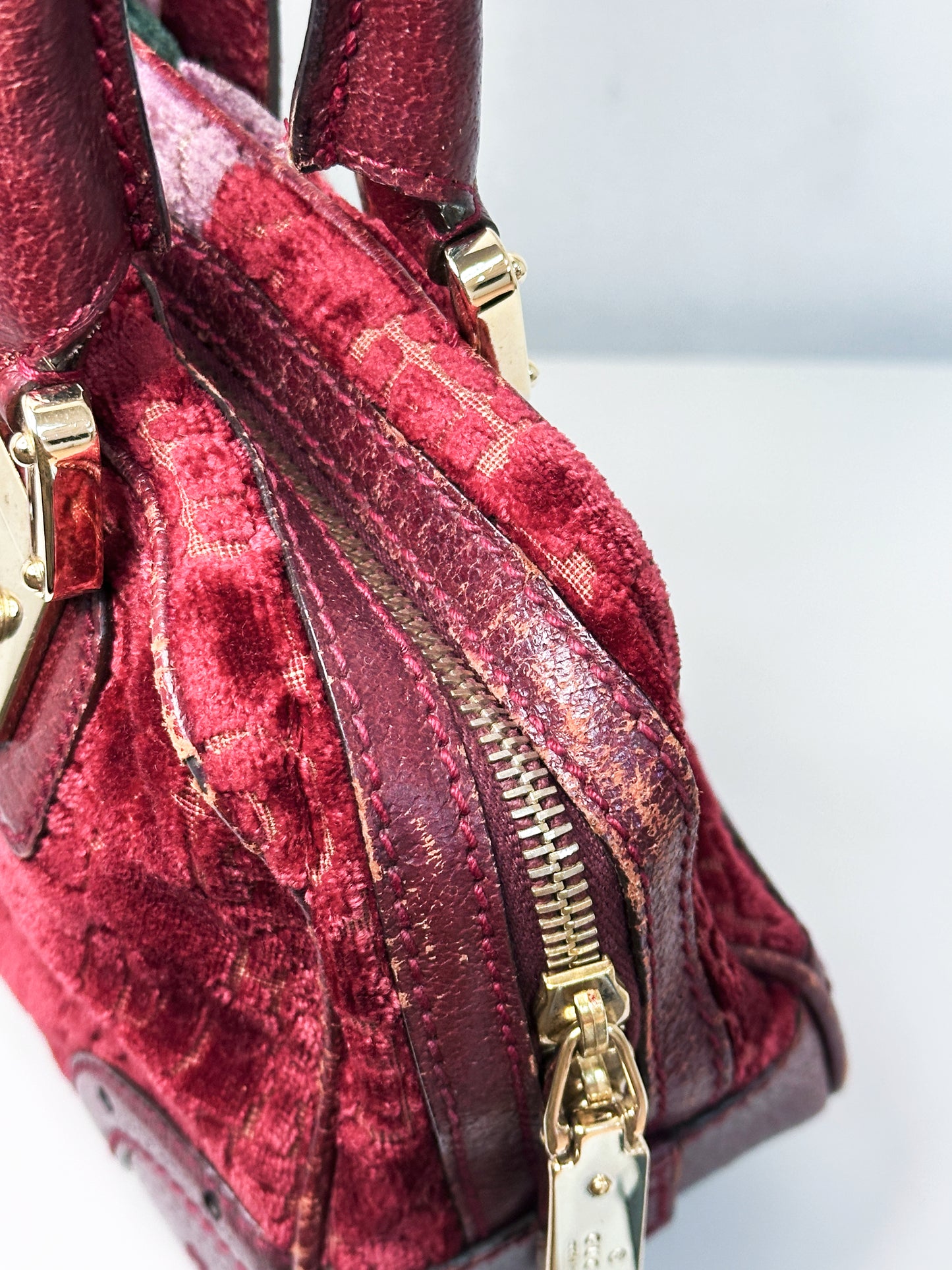 Gucci Borse in Velluto Bordeaux Burgundy HandBag 145