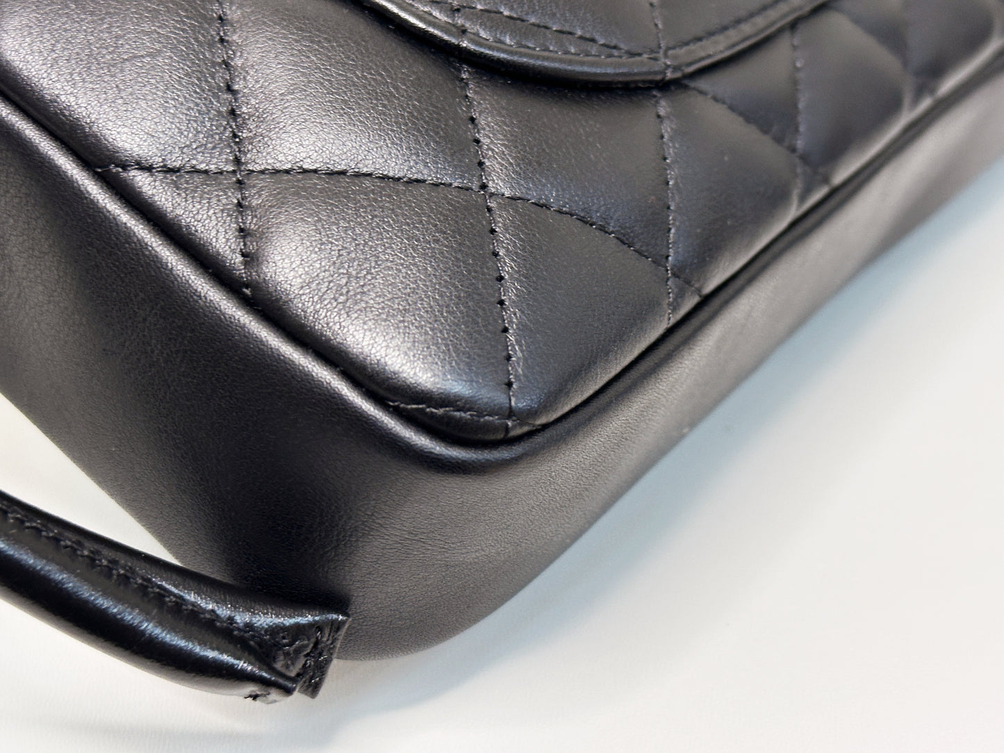 Chanel Calfskin Quilted Cambon Pochette Black White 922 holo card