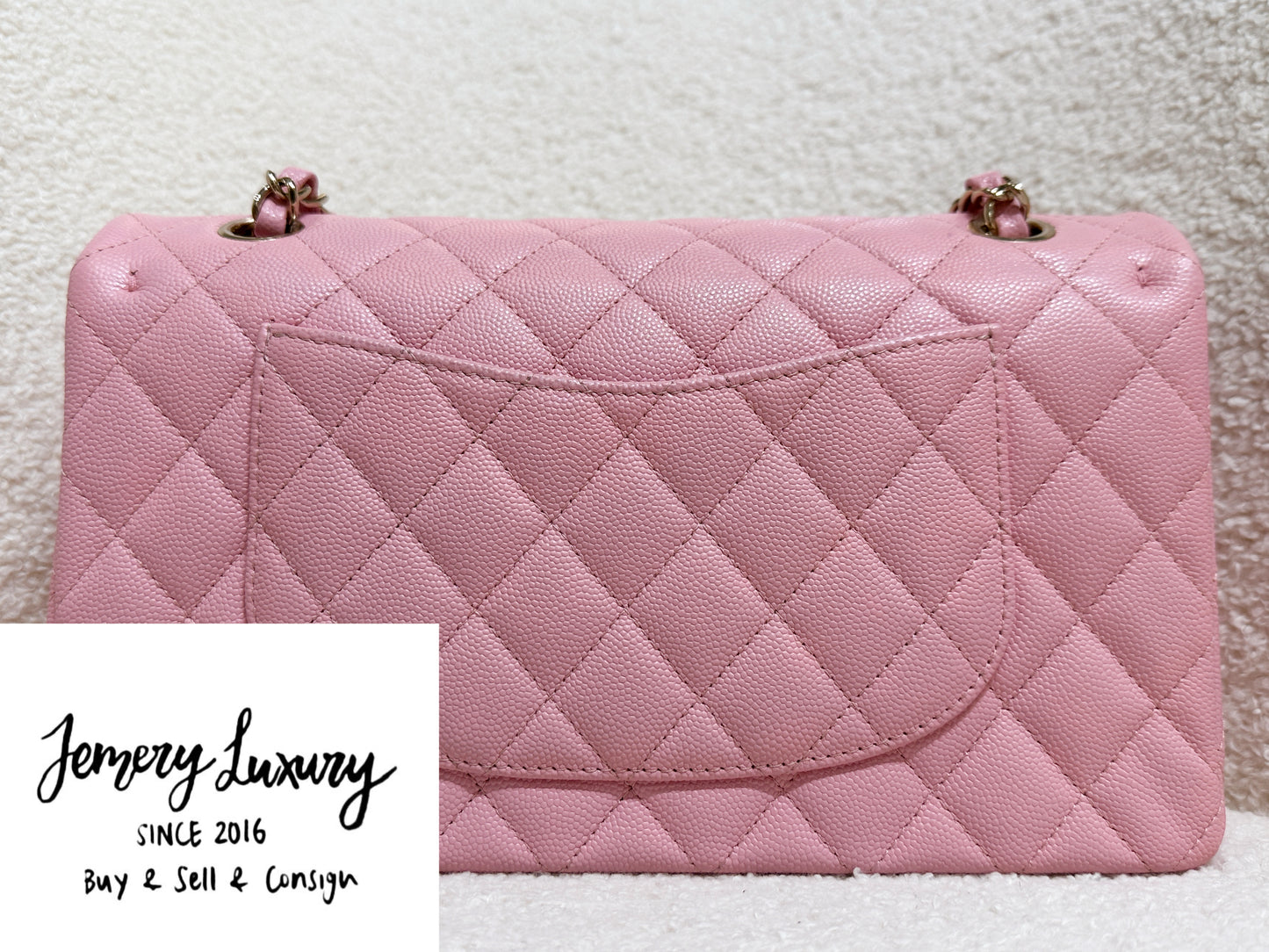 Chanel 22C Classic Quilted Medium Double Flap Bag Sakura Pink AKHX microchip