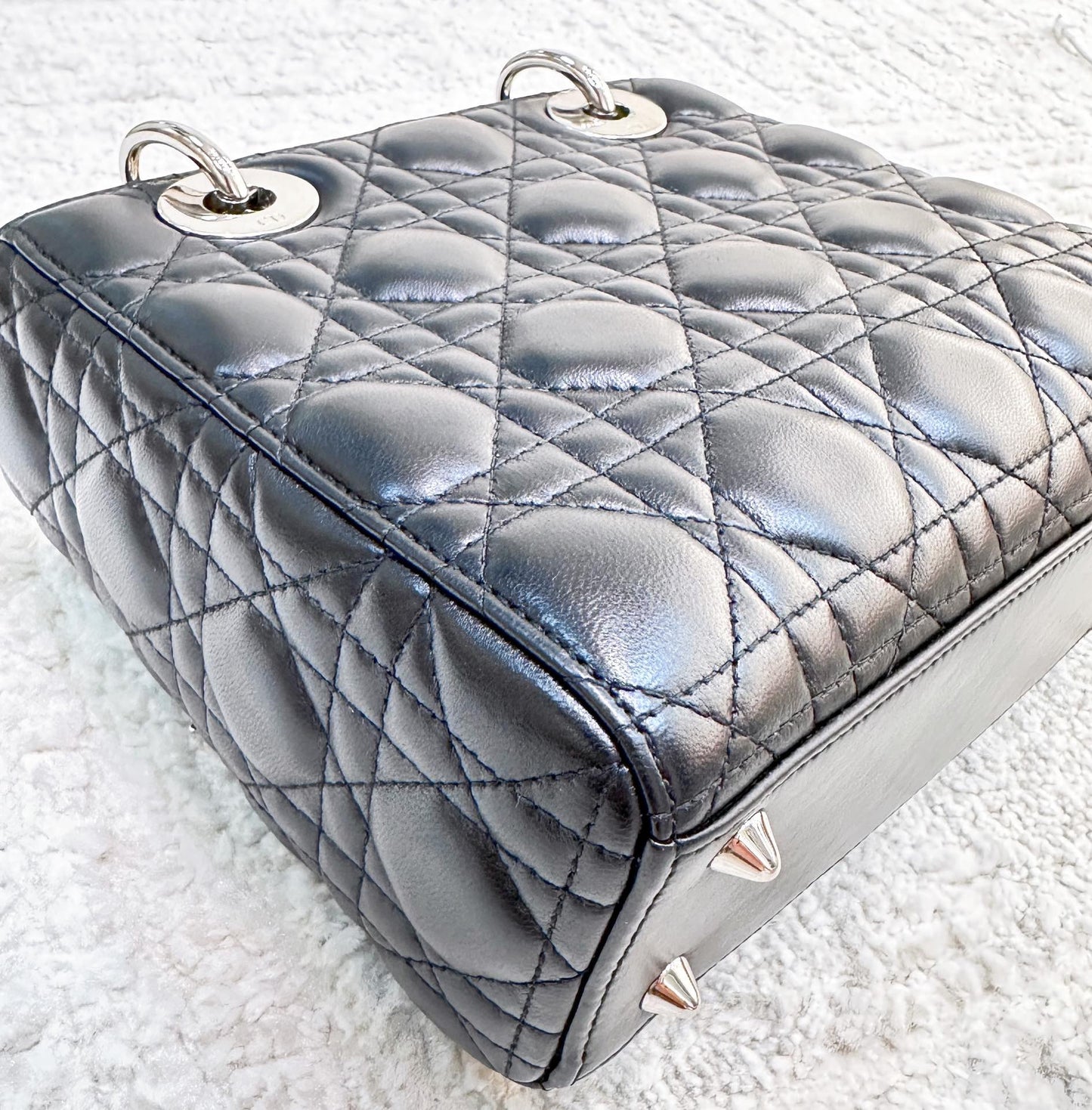 CHRISTIAN DIOR Lambskin Cannage Small My ABCDior Lady Dior Black SHW