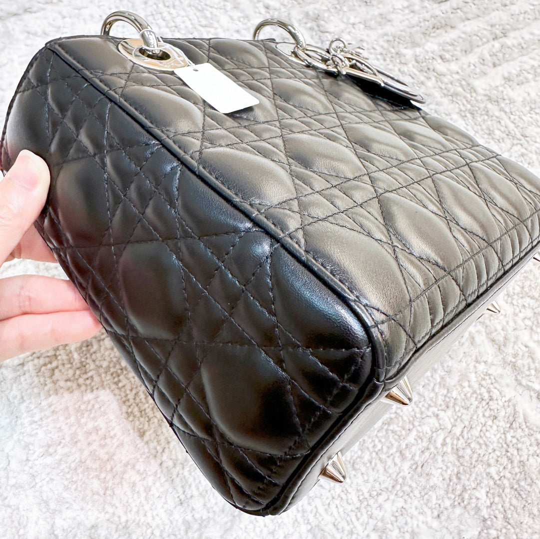 CHRISTIAN DIOR Lambskin Cannage Small My ABCDior Lady Dior Black SHW