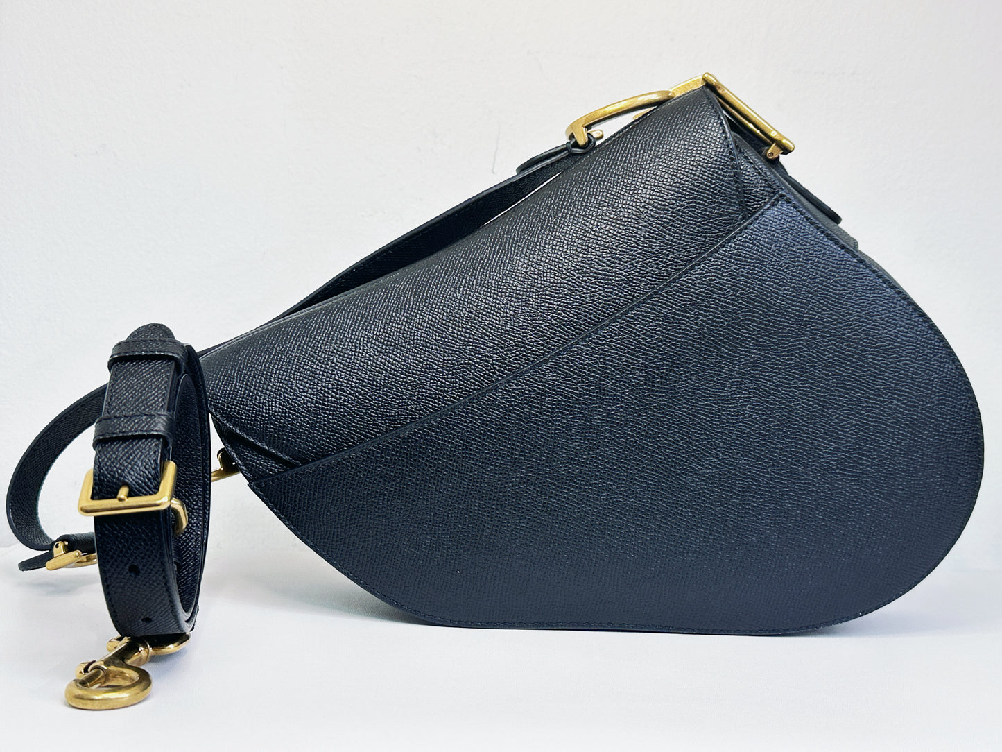 Christian Dior Saddle Bag with Strap Golden Saddle Black Calfskin 2022 year