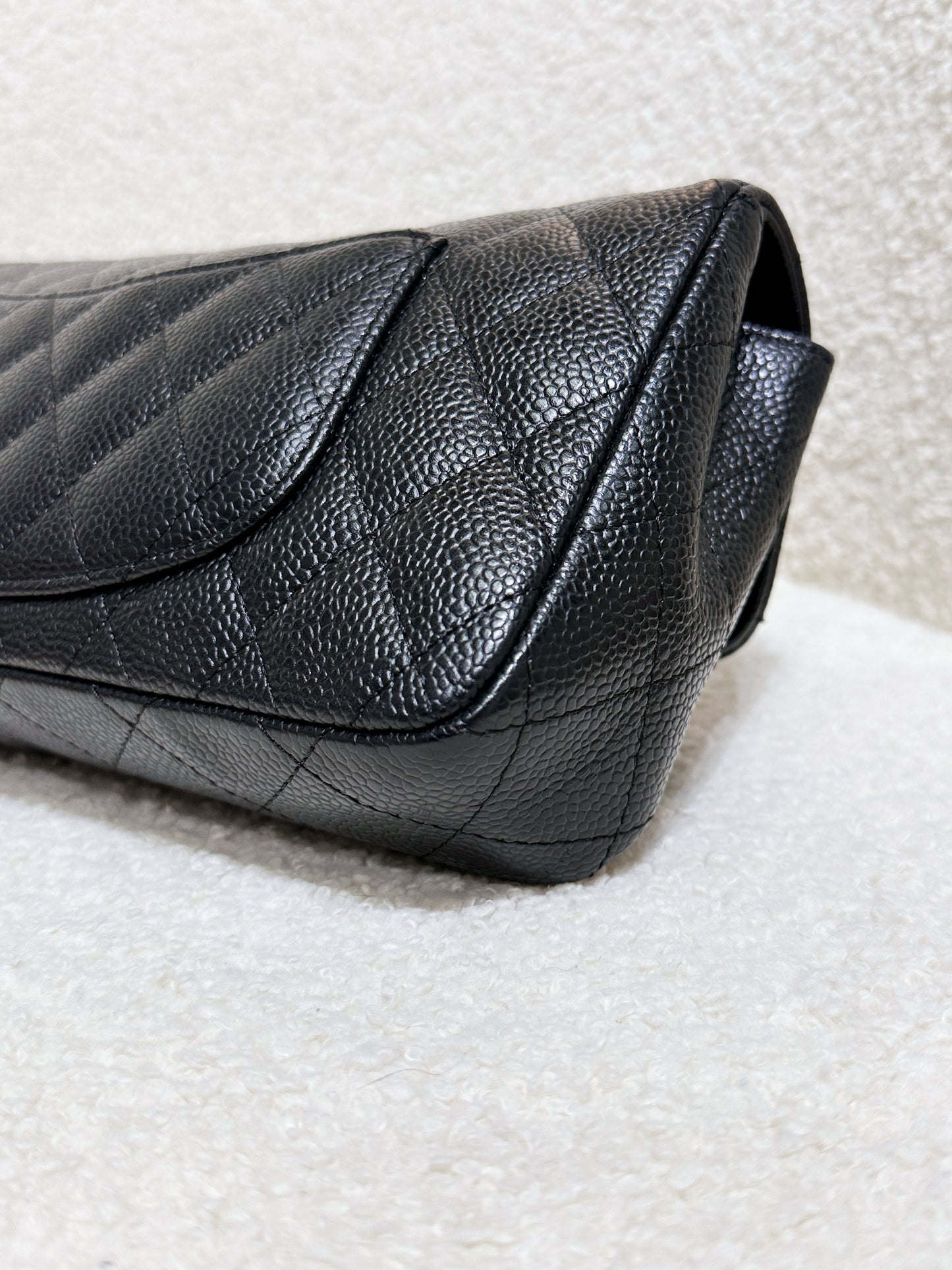 Chanel 24K Gold Caviar East West Flap Bag Black GHW 1273 holo card