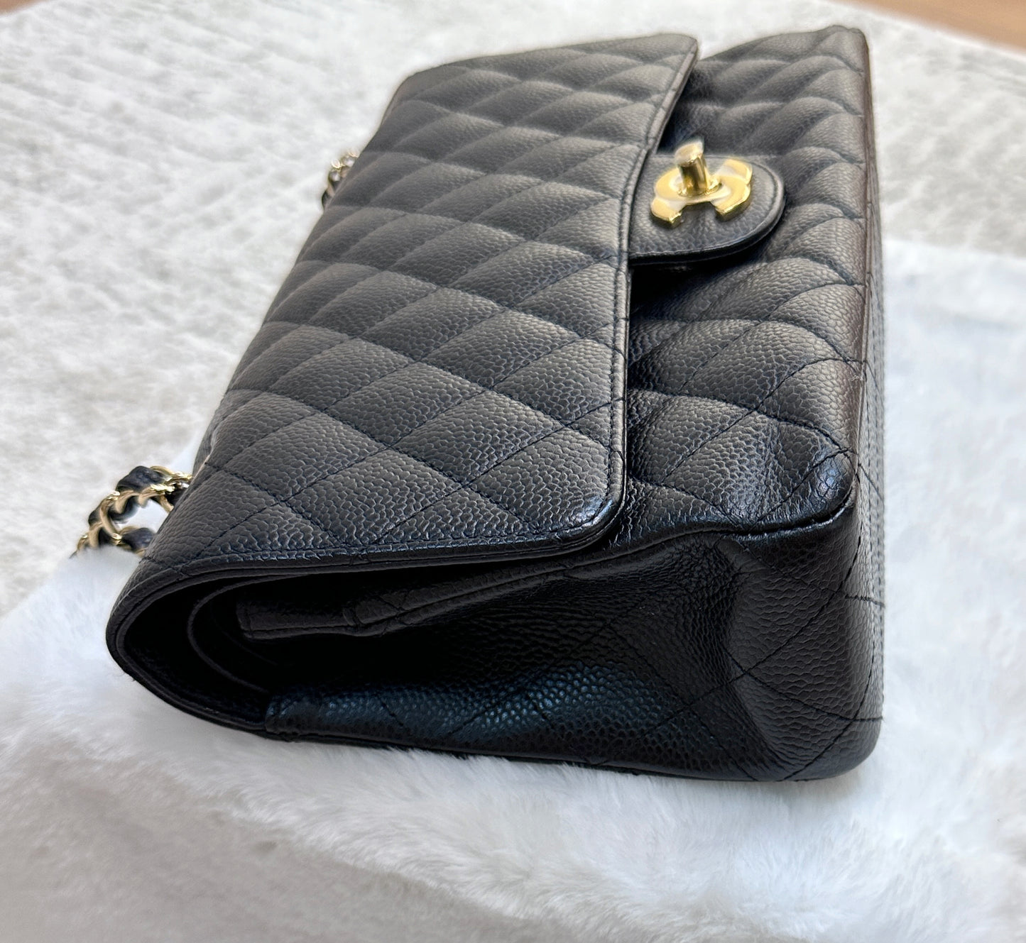 Chanel Medium Classic Flap Caviar Black Gold Hardware