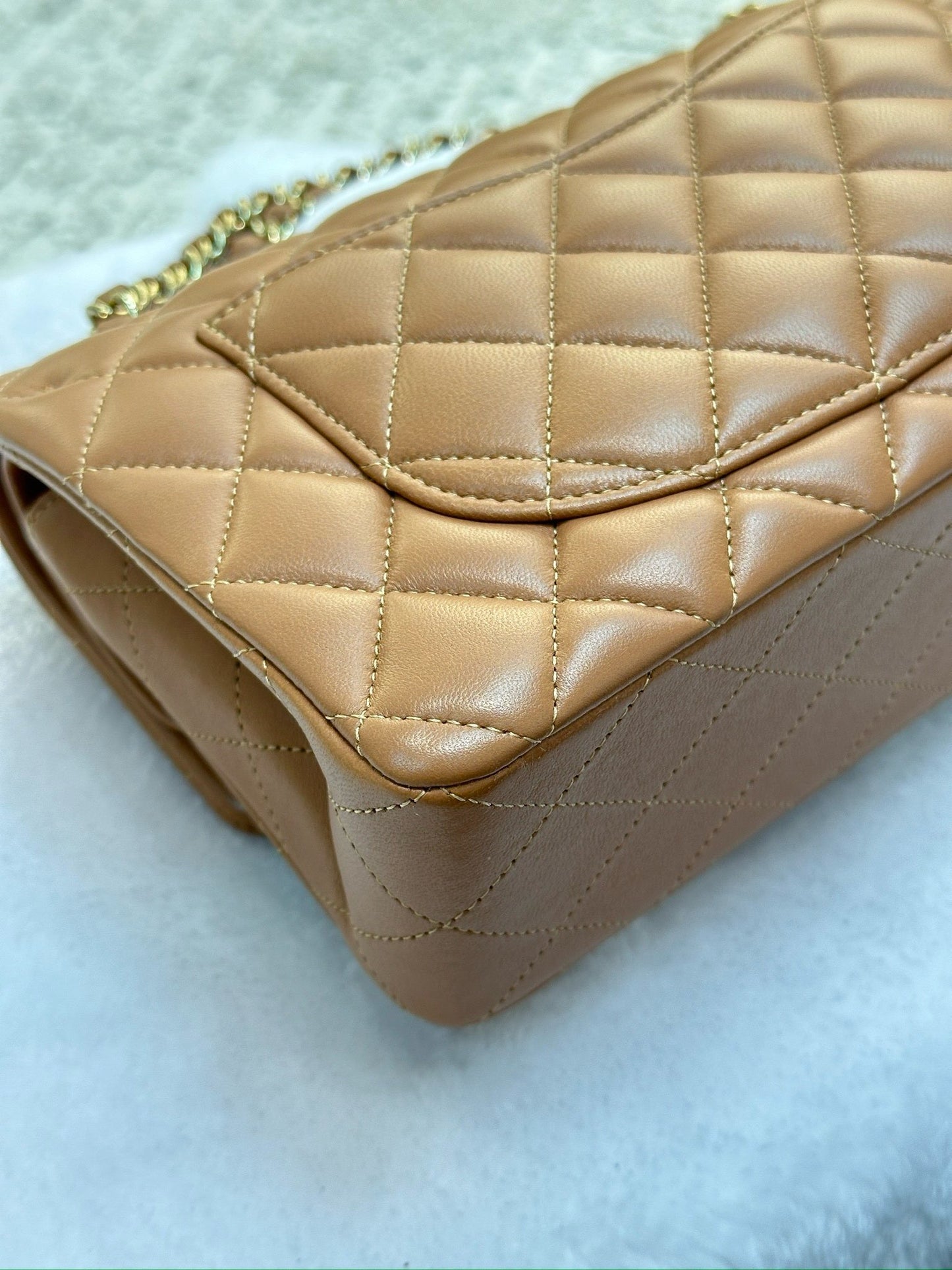 Chanel Small Lambskin Classic Double Flap Bag Dark Beige LGHW