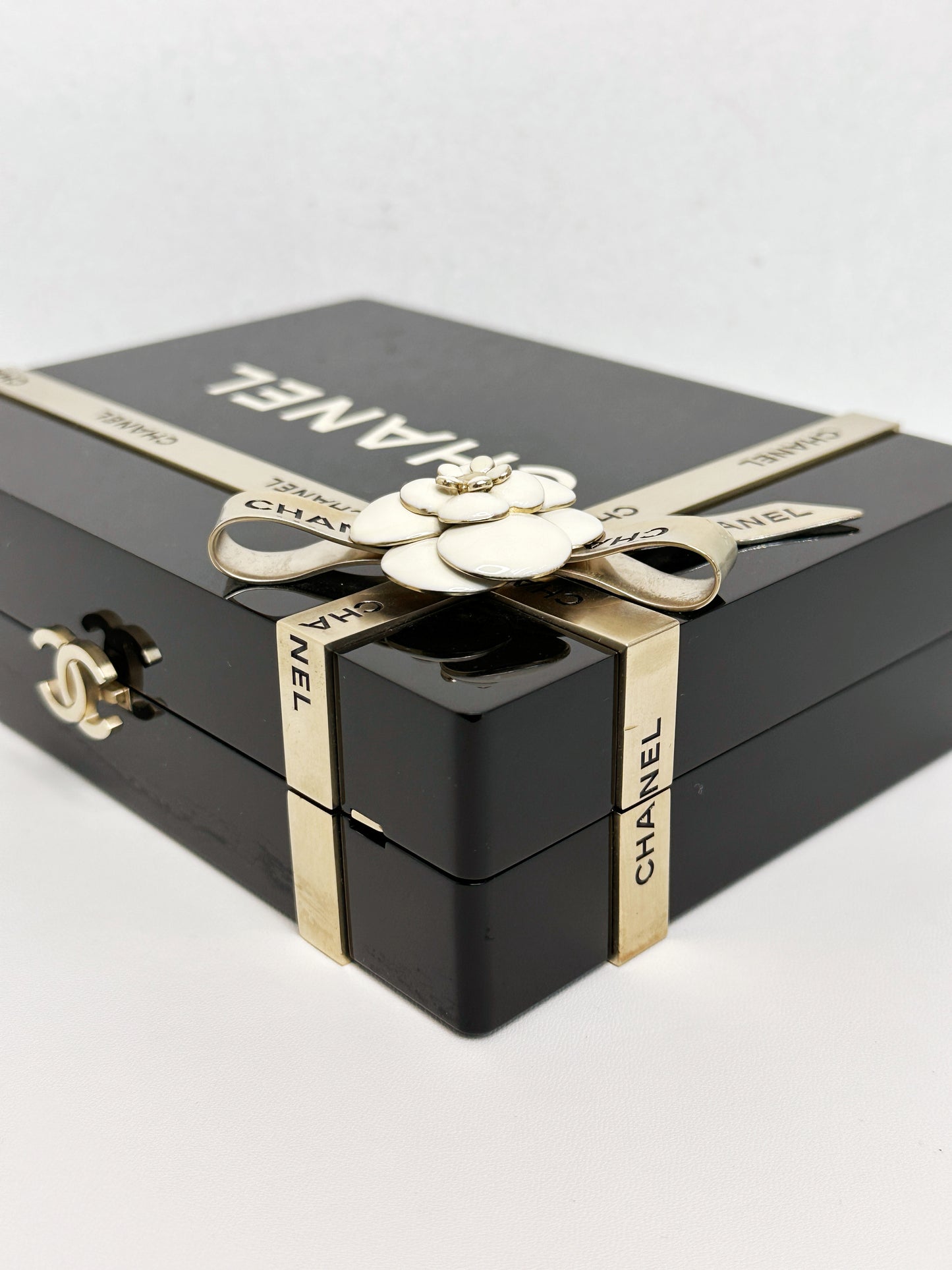 Chanel Plexiglass Gift Box Clutch Black 2327 holo card