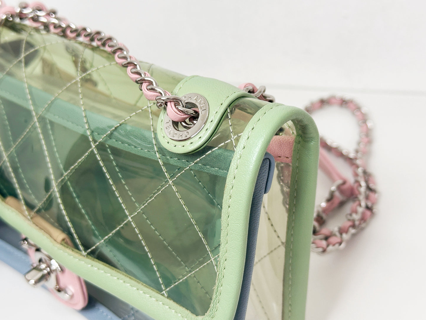 Chanel Coco Splash PVC Mini Flap Bag Green/Blue/Pink 2569 holo