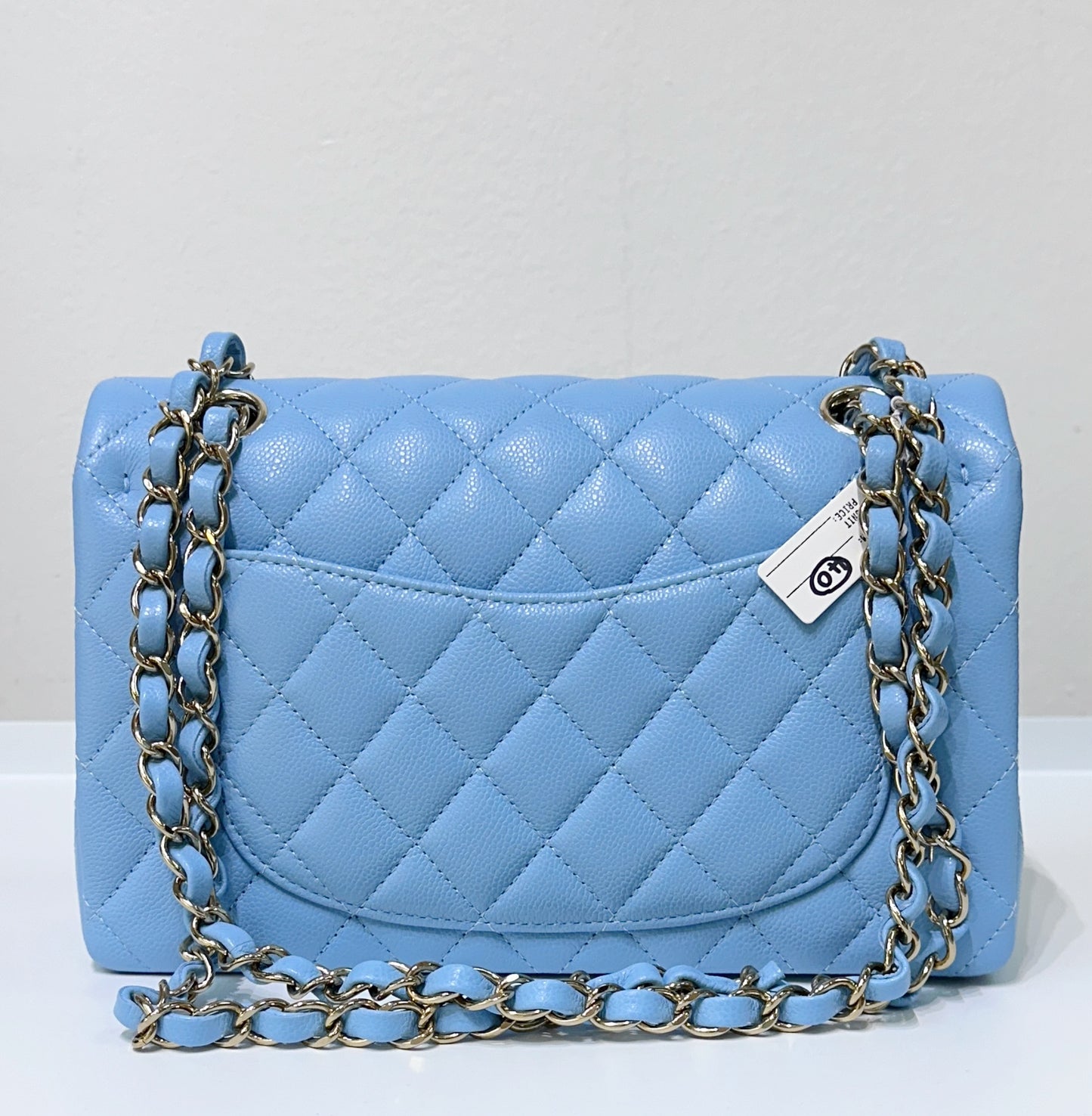 Chanel Small Classic Flap Ligth Blue Caviar Light Gold Hardware