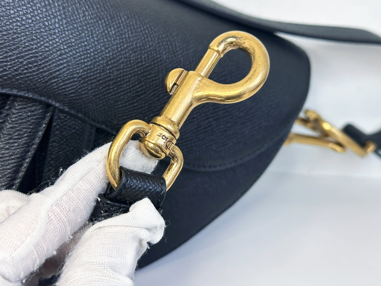 Christian Dior Saddle Bag with Strap Golden Saddle Black Calfskin 2022 year