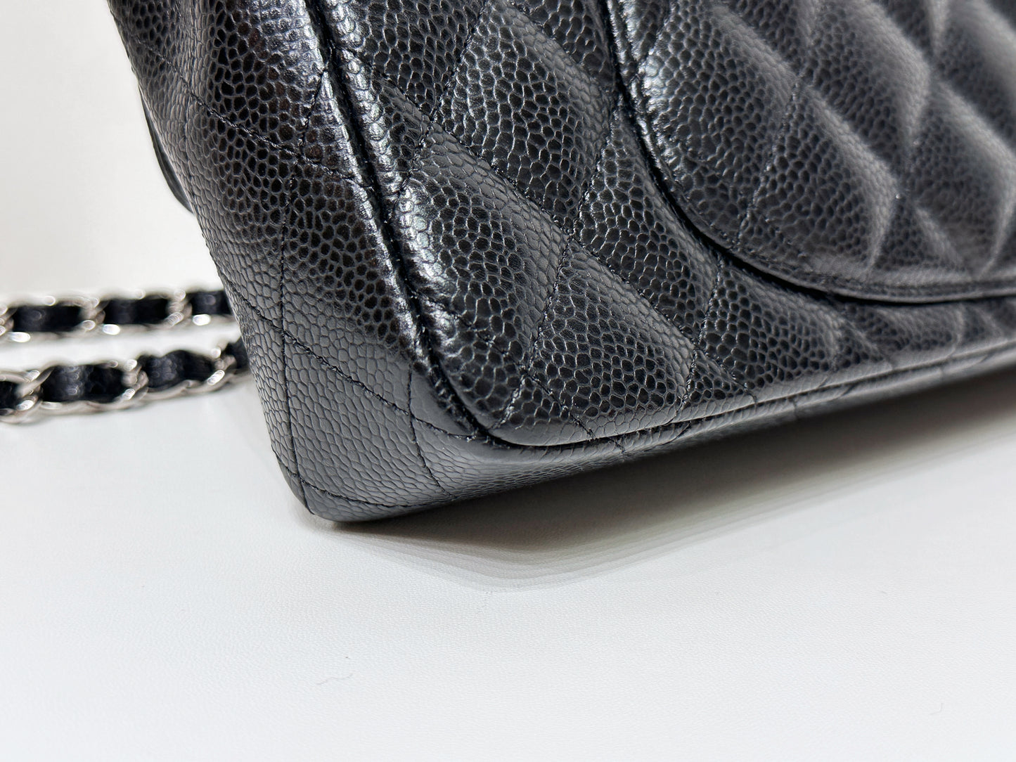 Chanel Caviar East West Flap Bag Black SHW 1172 holo card