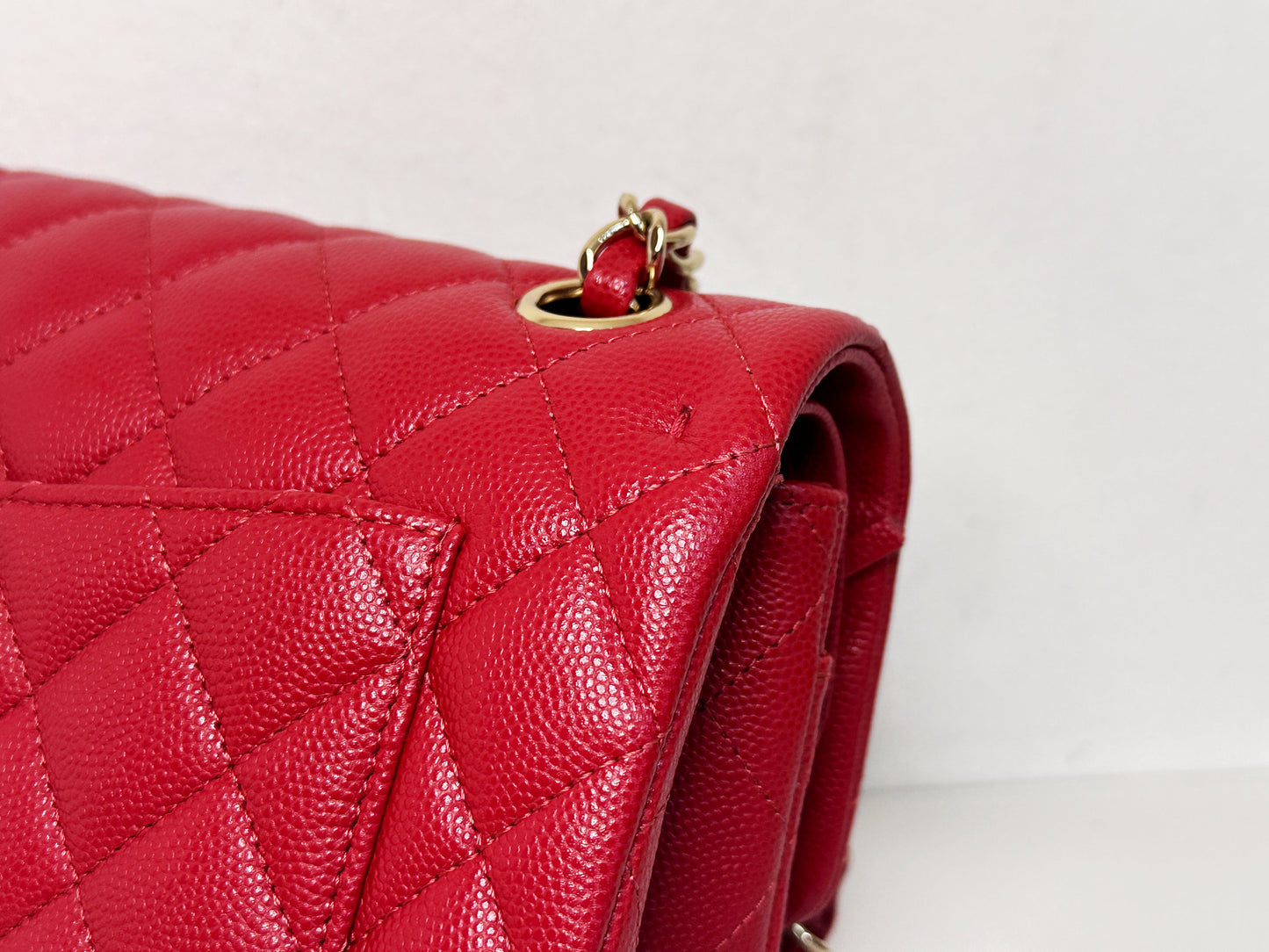 Chanel 19B Small Quilted Caviar Classic Double Flap Bag Red 2851 holo card