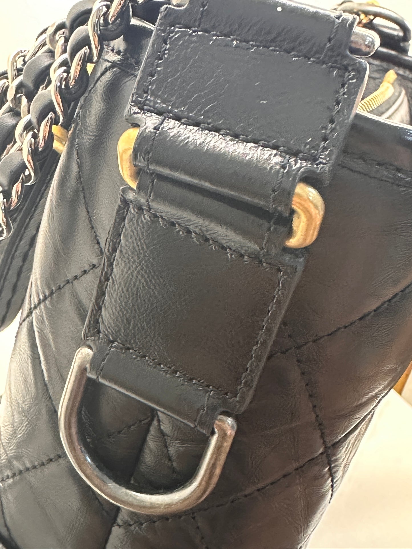 Chanel Quilted Medium Gabrielle Hobo Black Aged Calfskin Mixed Hardware