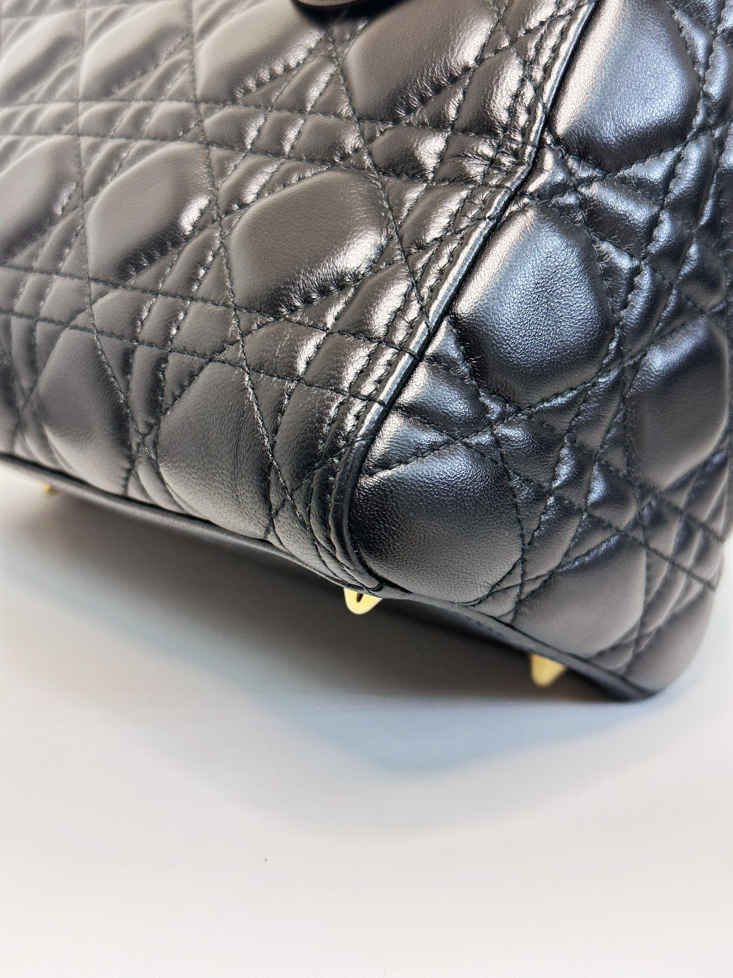 Christian Dior Medium Cannage Lambskin Lady Dior Bag Black GHW