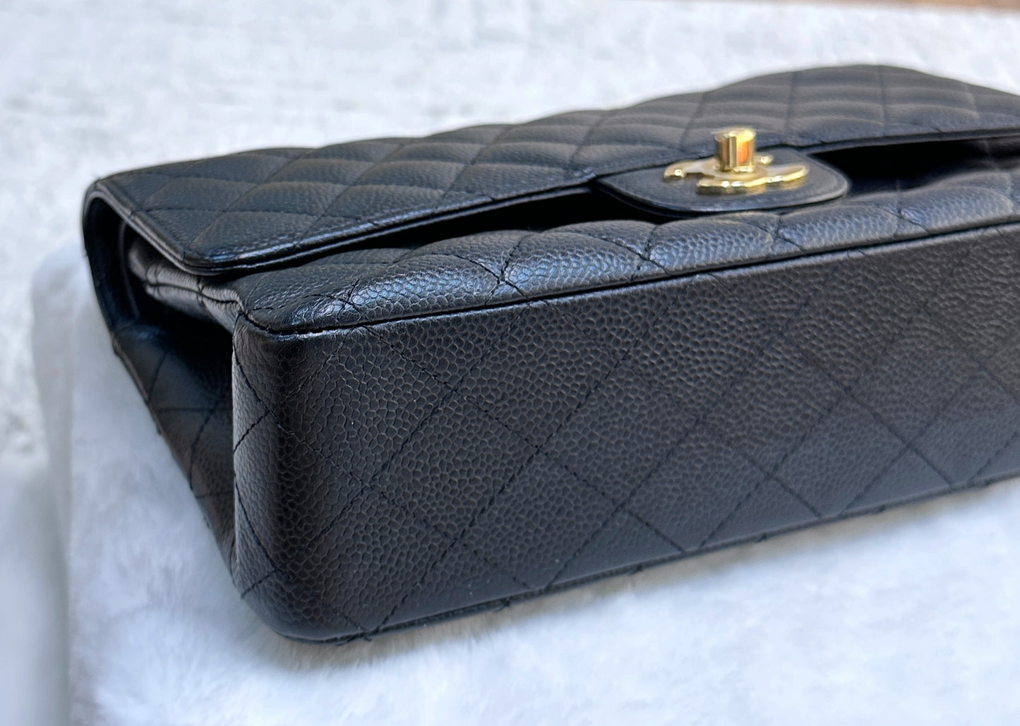 Chanel Medium Classic Flap Caviar Black Gold Hardware