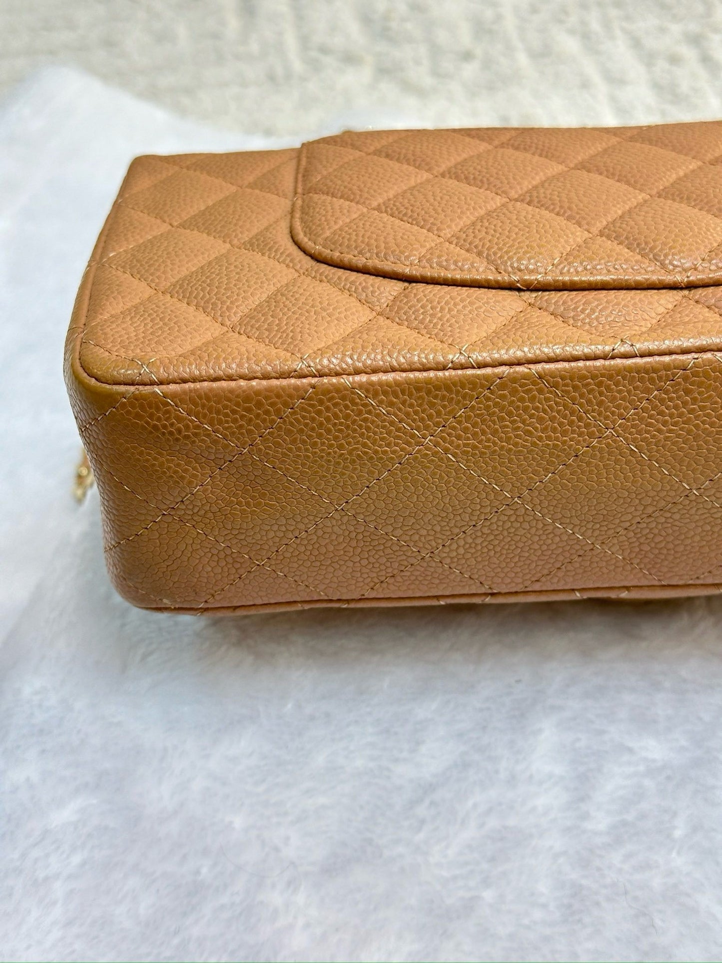 Chanel Medium Caviar Quilted Double Flap Beige Bag 258315 Holo Card