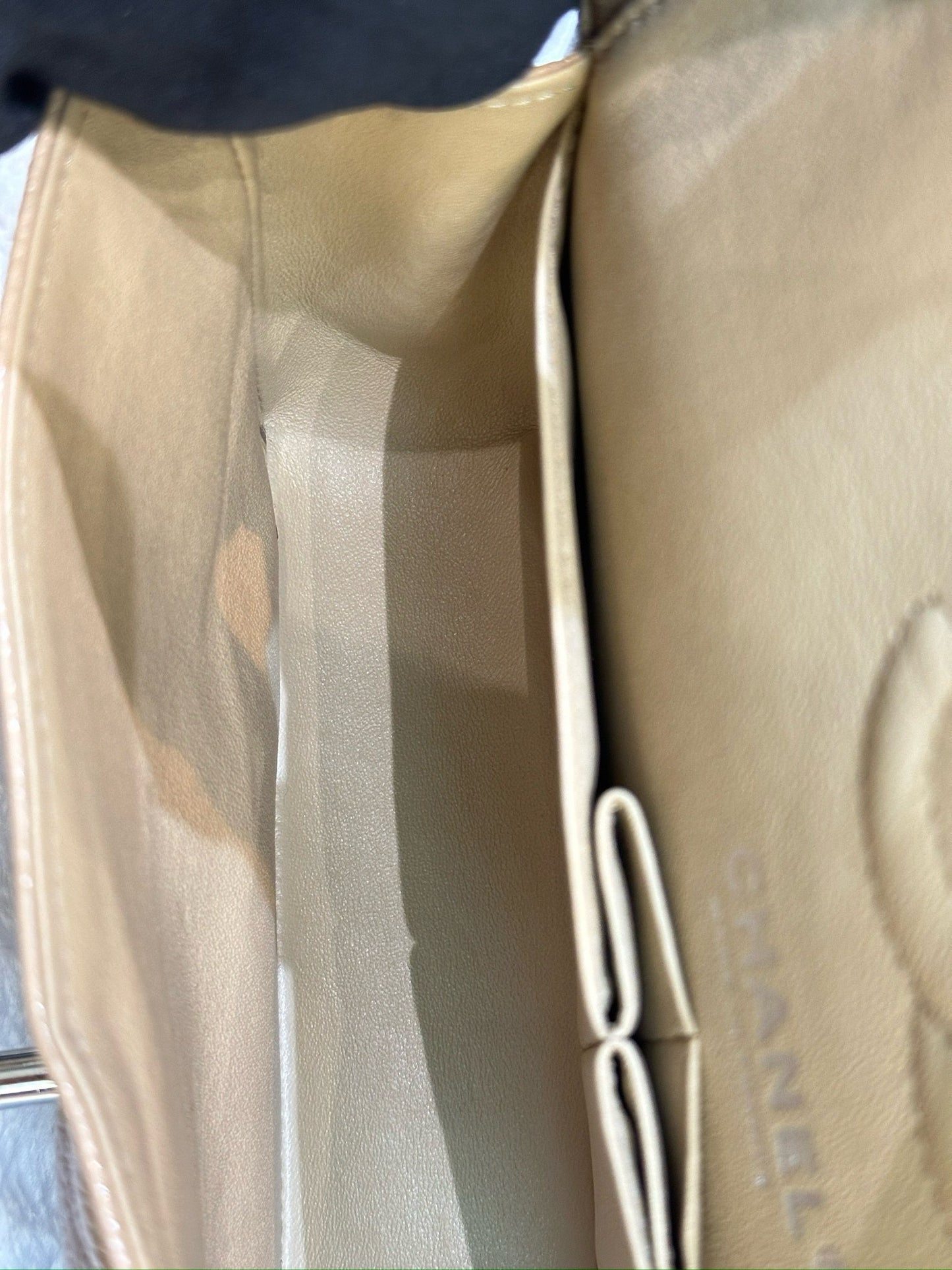 Chanel Small Classic Chevron Calfskin Double Flap Dark Beige SHW 19S 27 Holo card