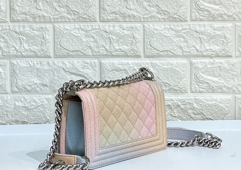 Chanel Rainbow Quilred Caviar LeBoy Bag Small