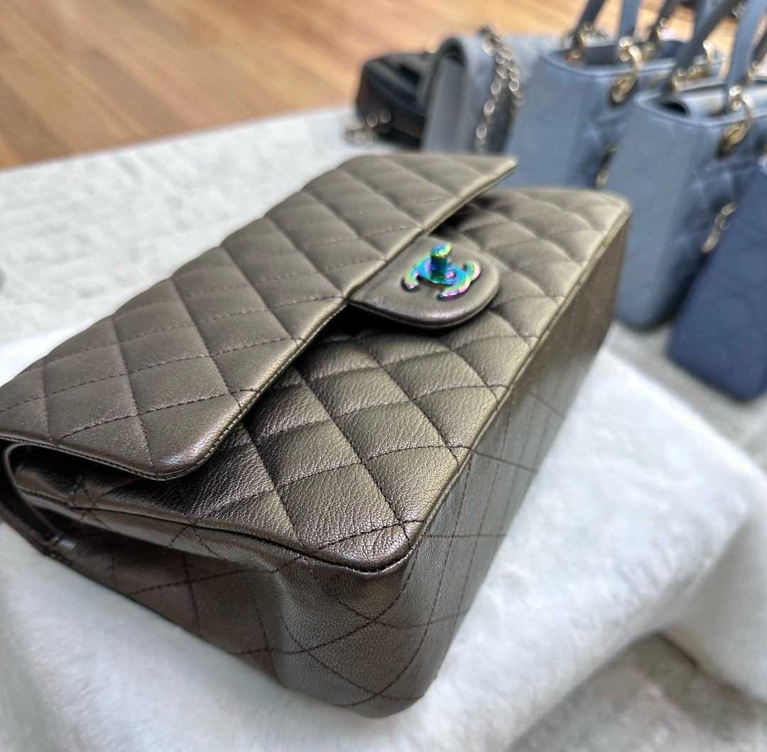 CHANEL Classic Bronze Double Flap Iridescent Hardware