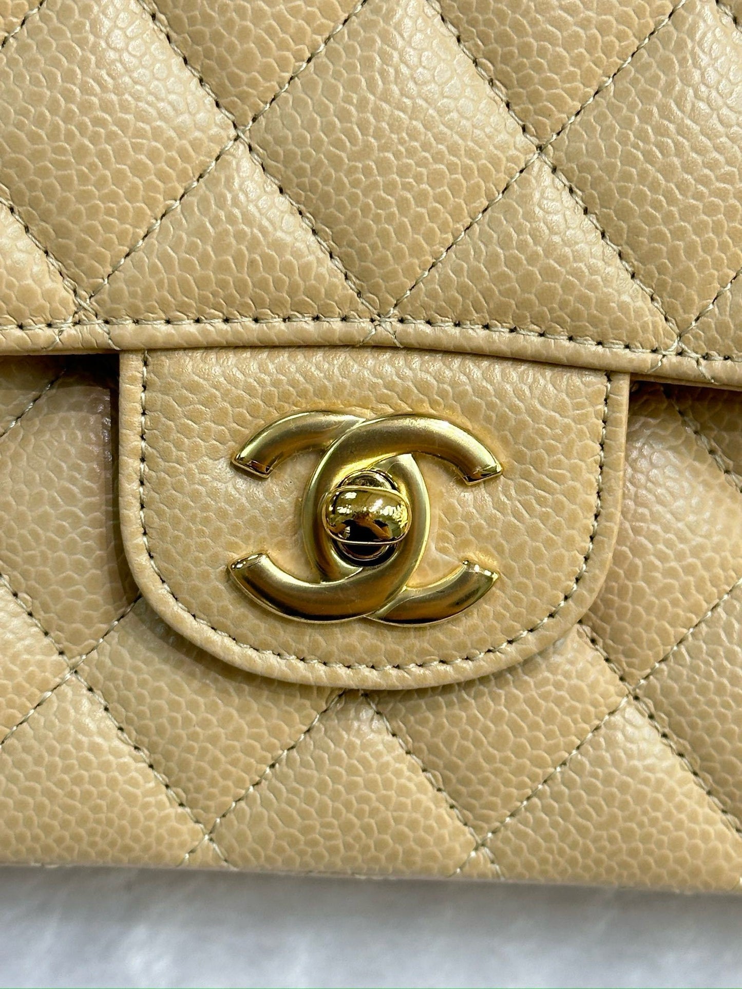 Chanel Medium Caviar Classic Double Flap Bag Beige